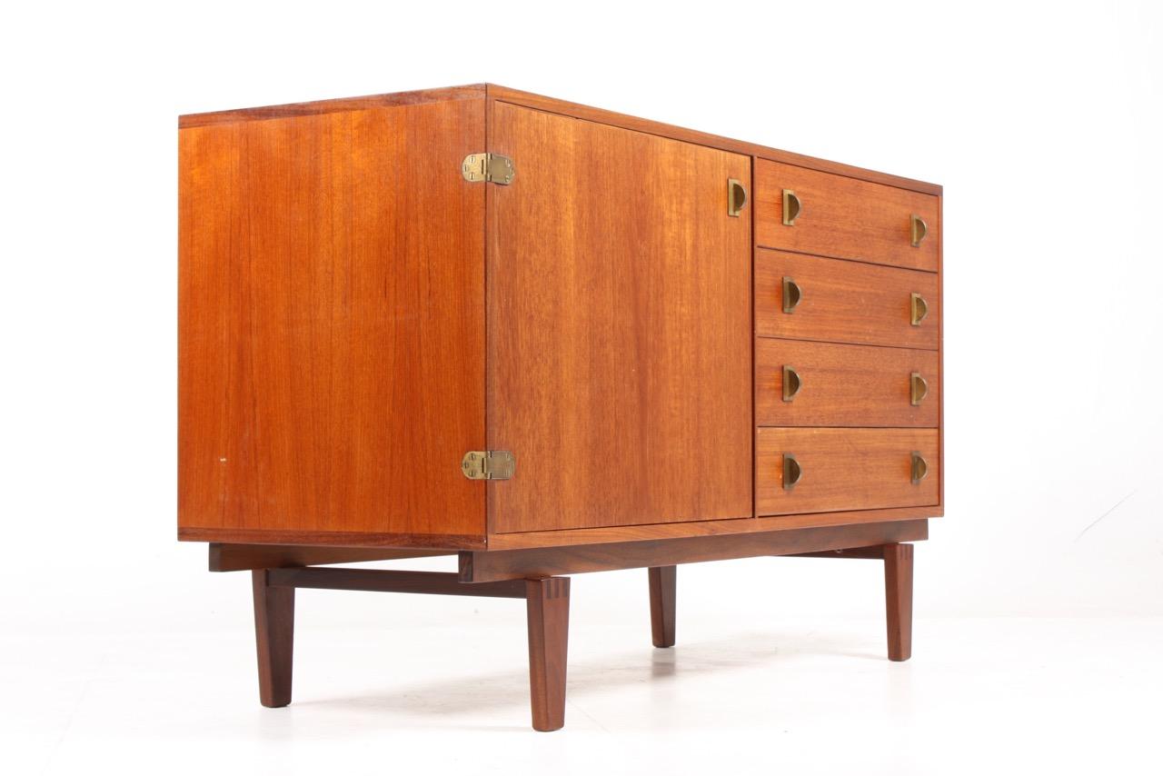 Midcentury Low Cabinet in Teak with Brass Hardware by Løgvig, Denmark, 1960s 4