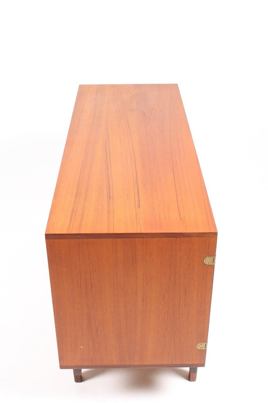 Midcentury Low Cabinet in Teak with Brass Hardware by Løgvig, Denmark, 1960s 6