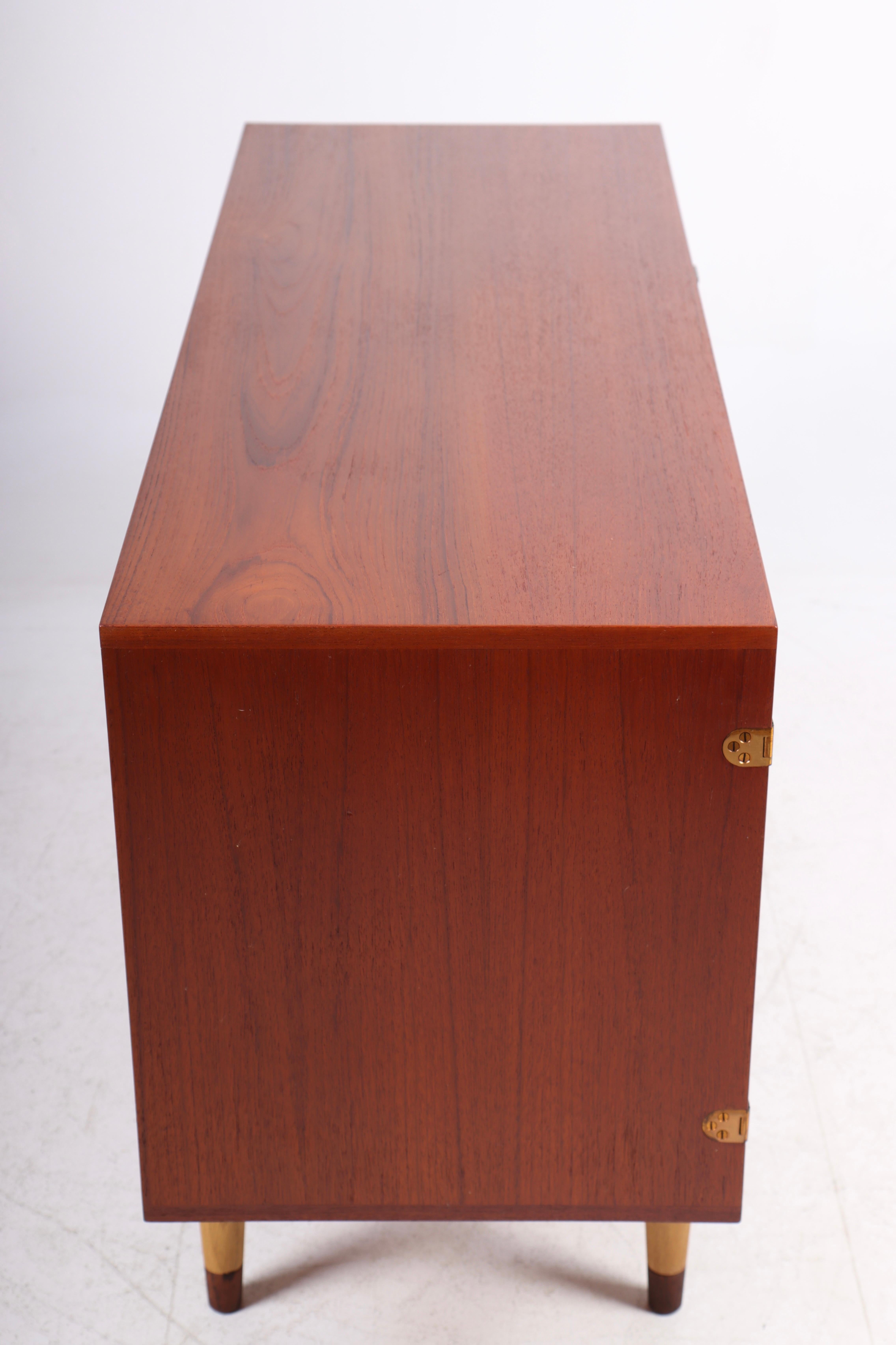 Mid-Century Low Cabinet in Teak with Brass Hardware, Denmark, 1960s In Good Condition In Lejre, DK