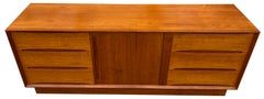 Midcentury Low Dyrlund Teak Dresser Credenza Six-Drawer