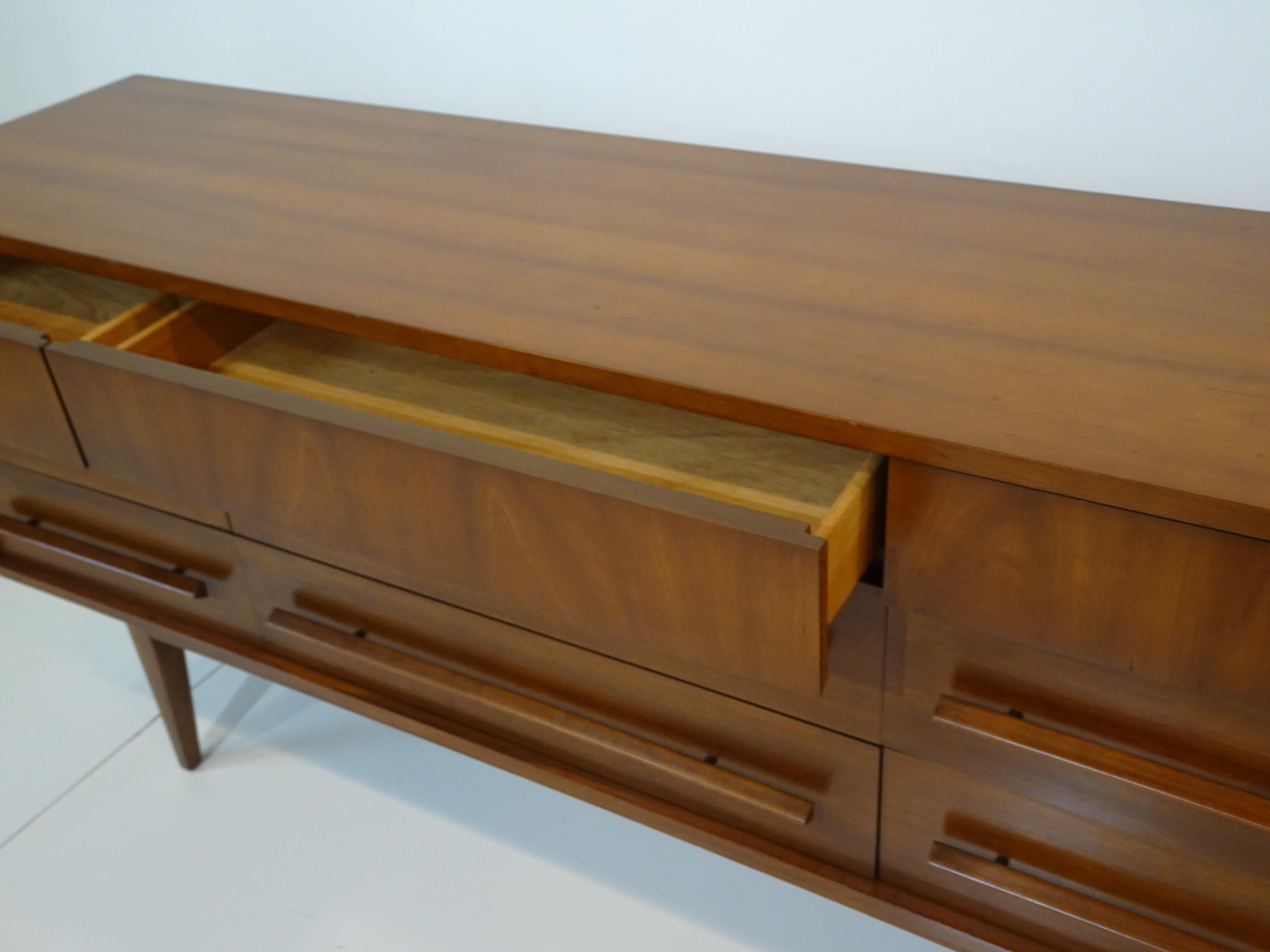 Mid Century Low Profile Walnut Dresser / Credenza 2