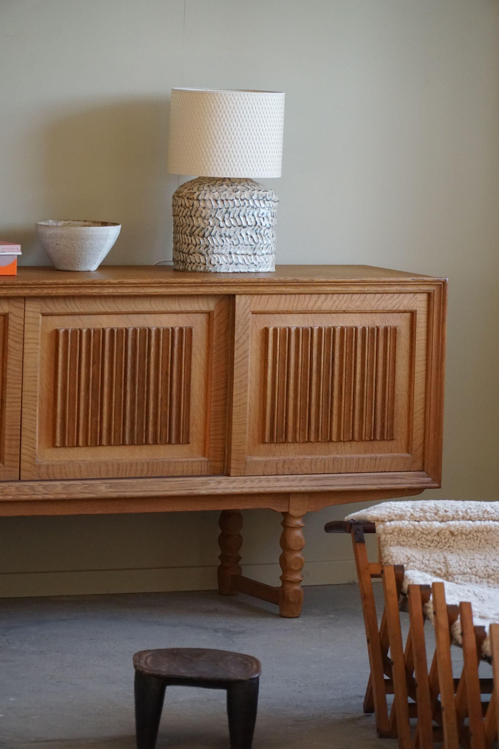 Mid Century Low Sculptural Sideboard in Oak, Made by a Danish Cabinetmaker, 1960 For Sale 9