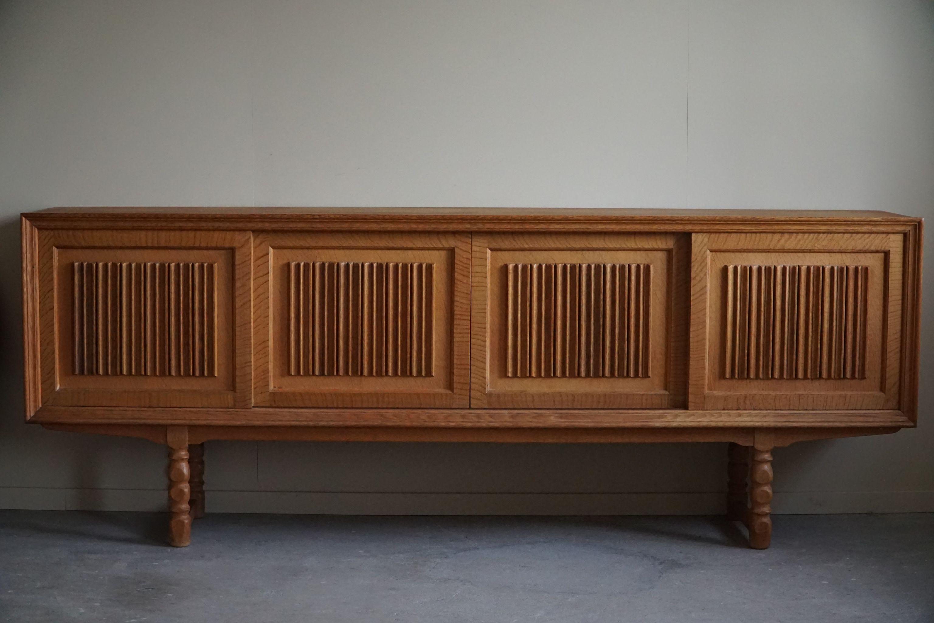 Mid Century Low Sculptural Sideboard in Oak, Made by a Danish Cabinetmaker, 1960 For Sale 13
