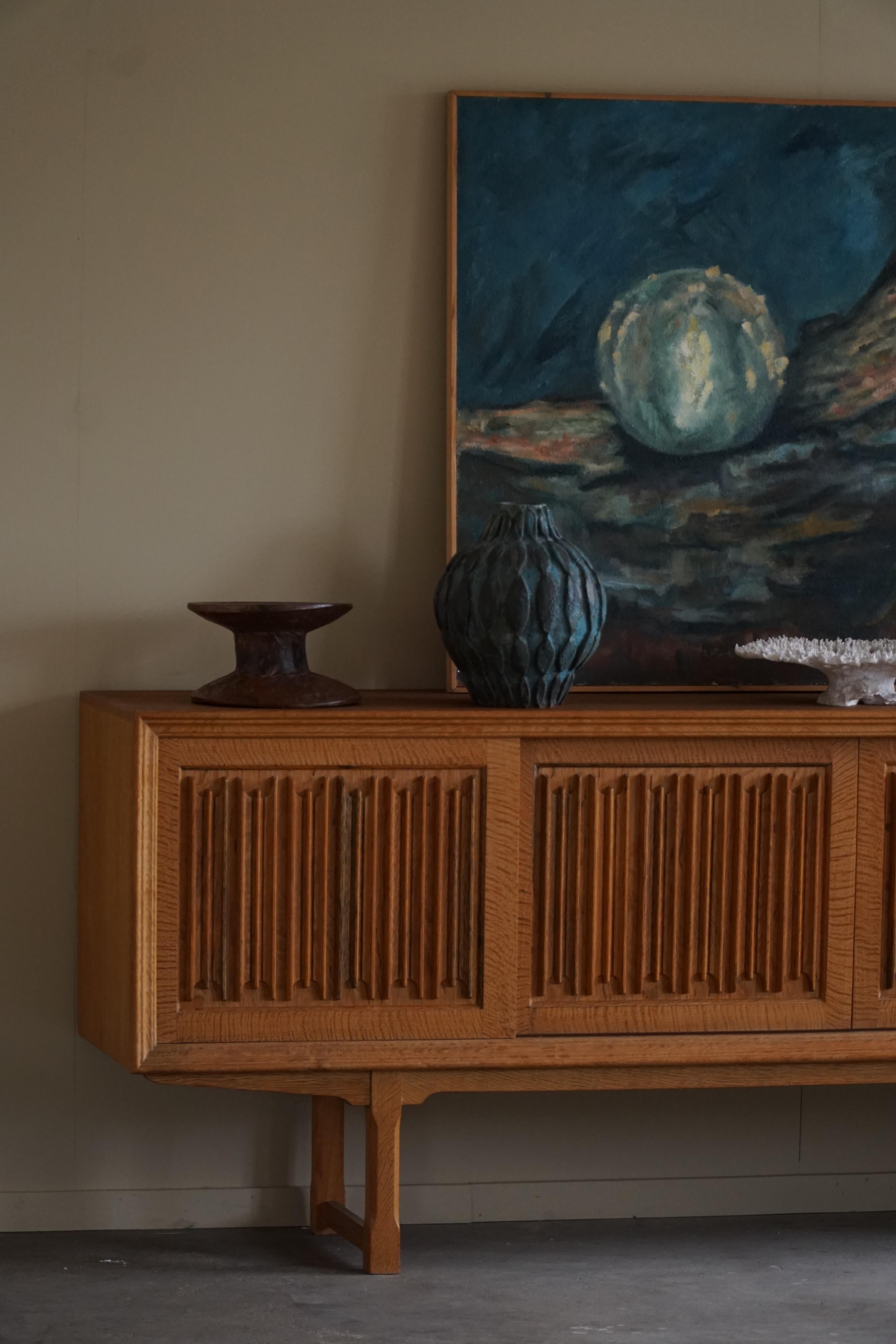 Midcentury Low Sculptural Sideboard in Oak, Made by a Danish Cabinetmaker, 1960 4