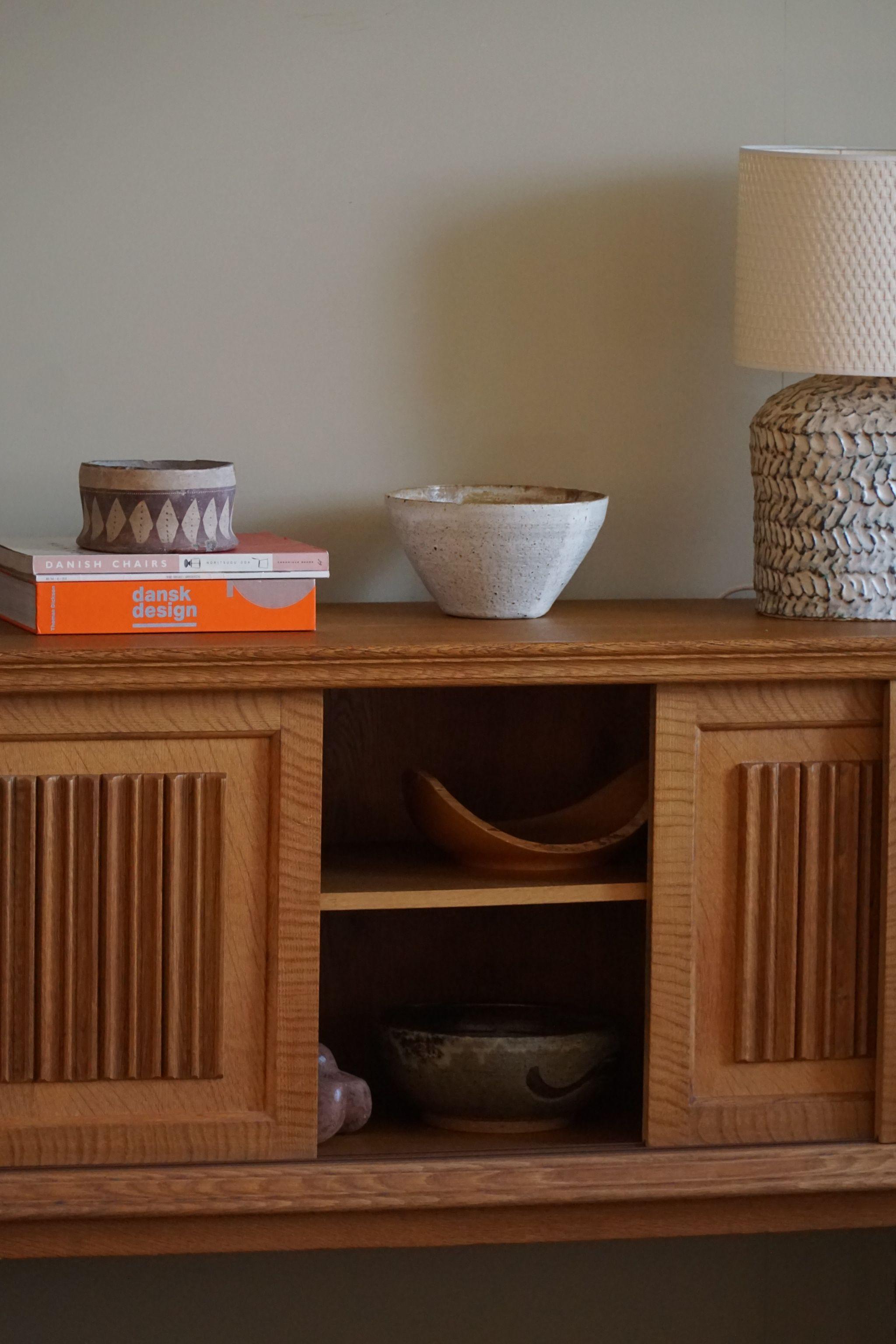 Mid Century Low Sculptural Sideboard in Oak, Made by a Danish Cabinetmaker, 1960 For Sale 4