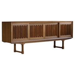 Midcentury Low Sculptural Sideboard in Oak, Made by a Danish Cabinetmaker, 1960