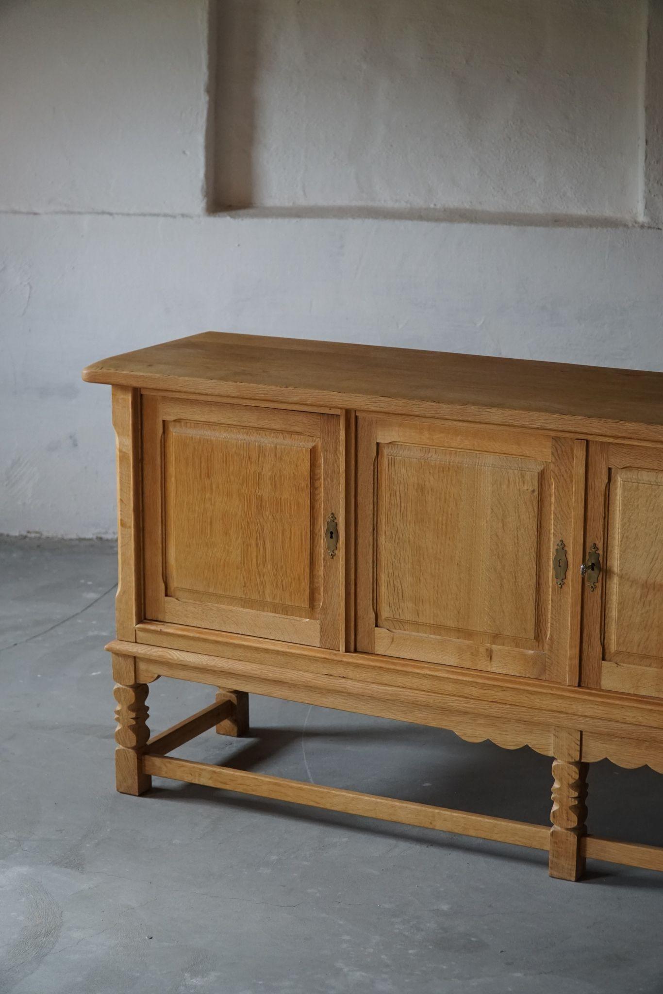 Mid-Century Low Sideboard in Solid Oak, Made by a Danish Cabinetmaker in 1960s 7
