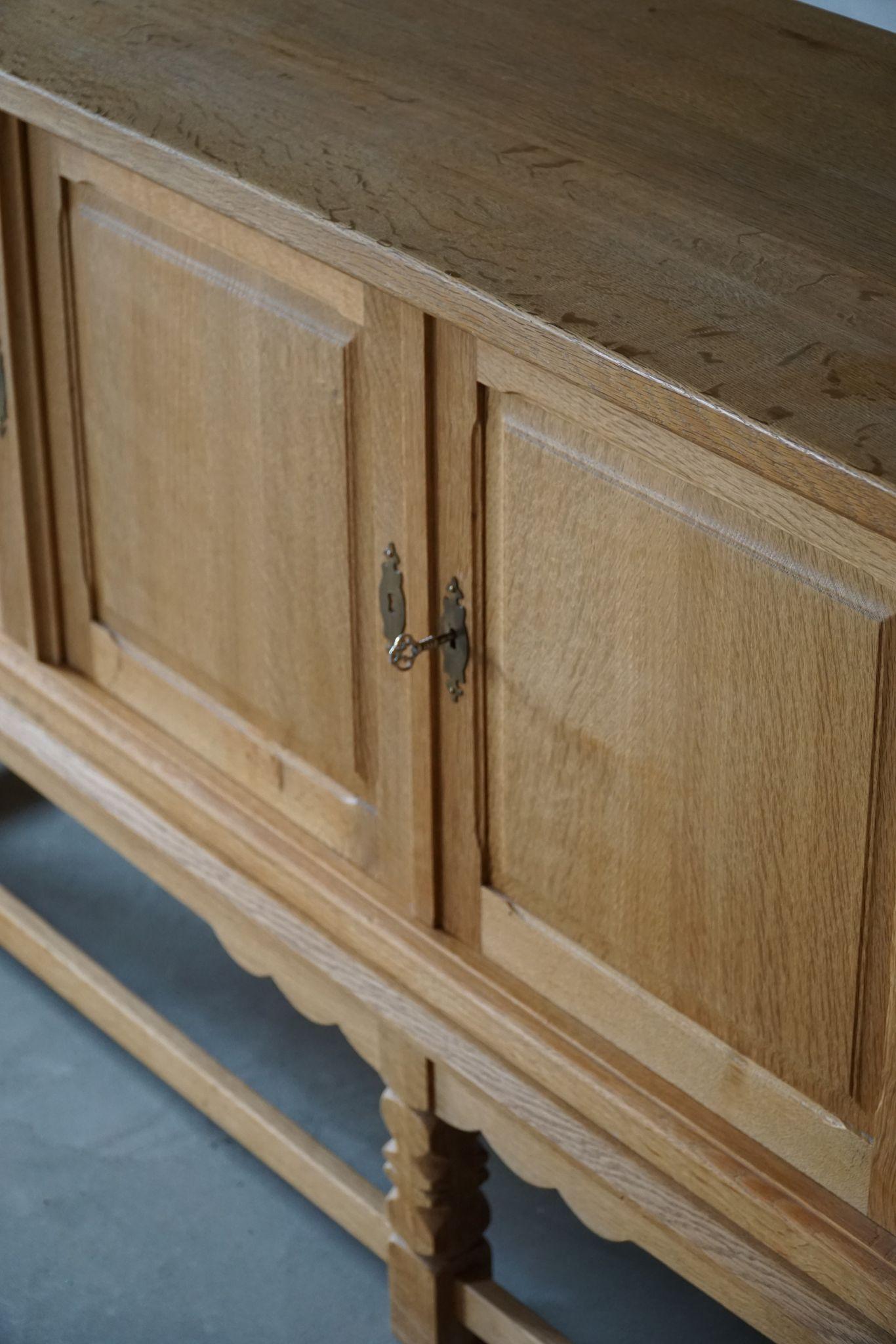 Mid-Century Low Sideboard in Solid Oak, Made by a Danish Cabinetmaker in 1960s 13