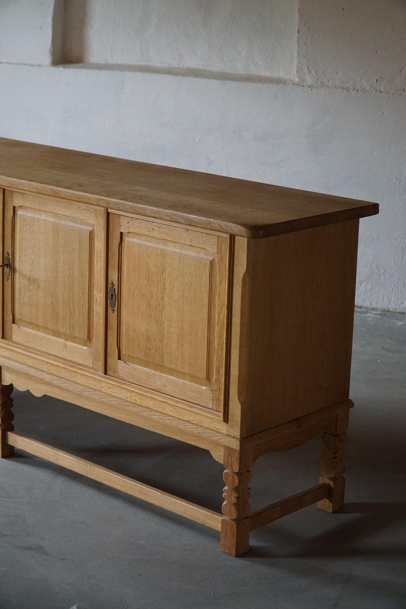 Mid-Century Low Sideboard in Solid Oak, Made by a Danish Cabinetmaker in 1960s 14