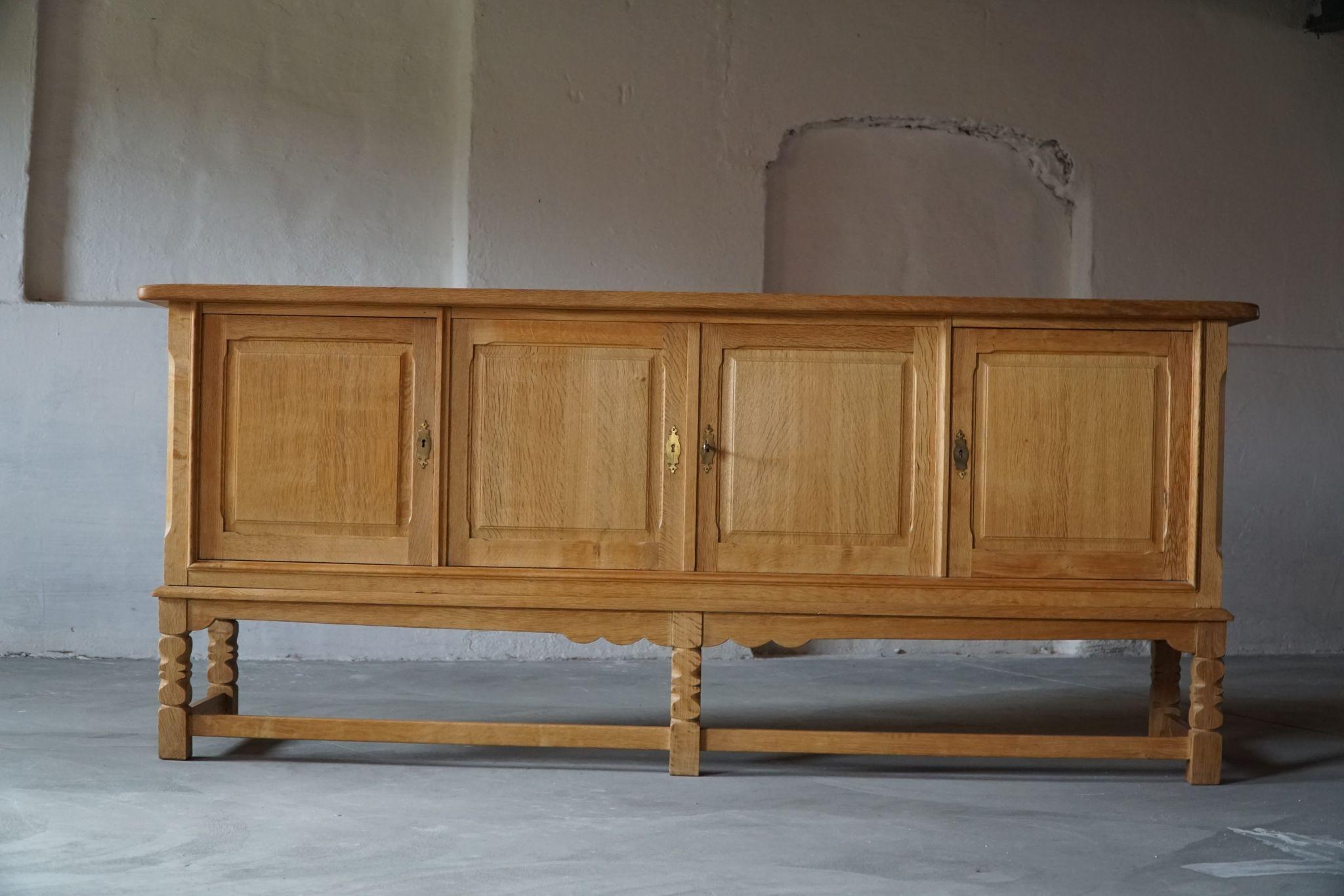 Mid-Century Modern Mid-Century Low Sideboard in Solid Oak, Made by a Danish Cabinetmaker in 1960s