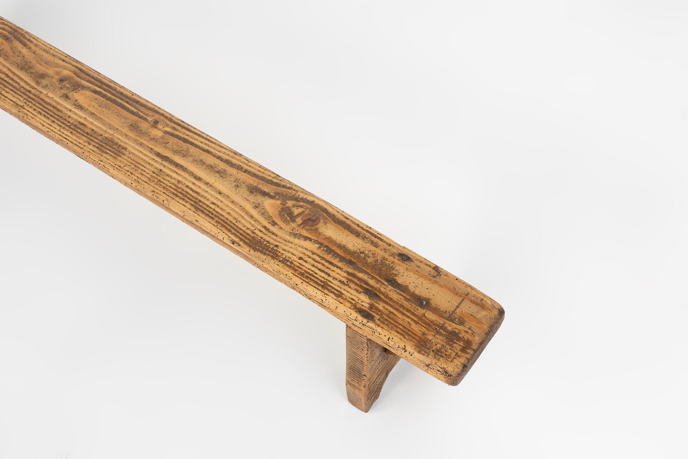 Mid-19th Century Mid century low wooden bench, France ca. 1850 For Sale