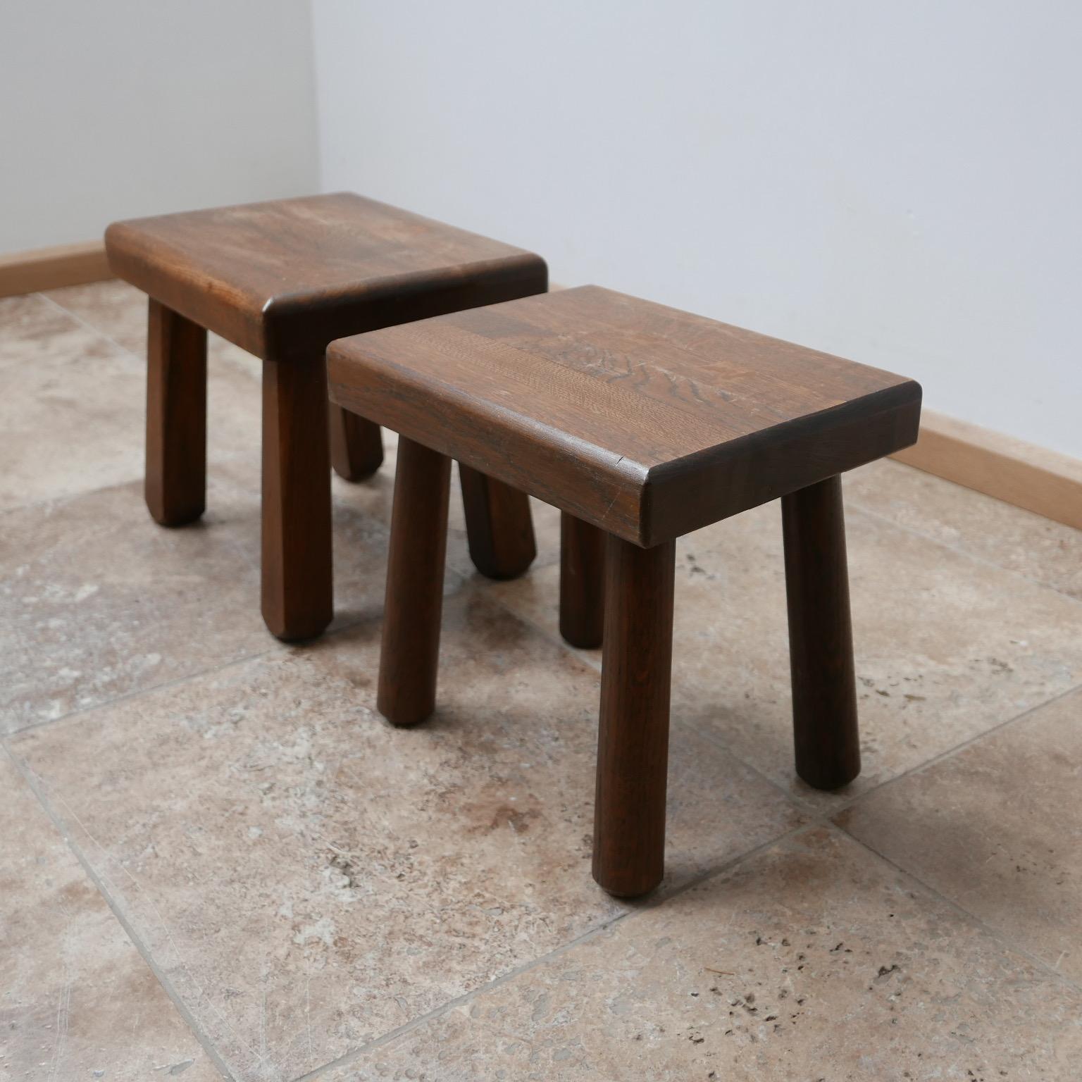 Midcentury Low Wooden Brutalist Stool or Side Tables 2