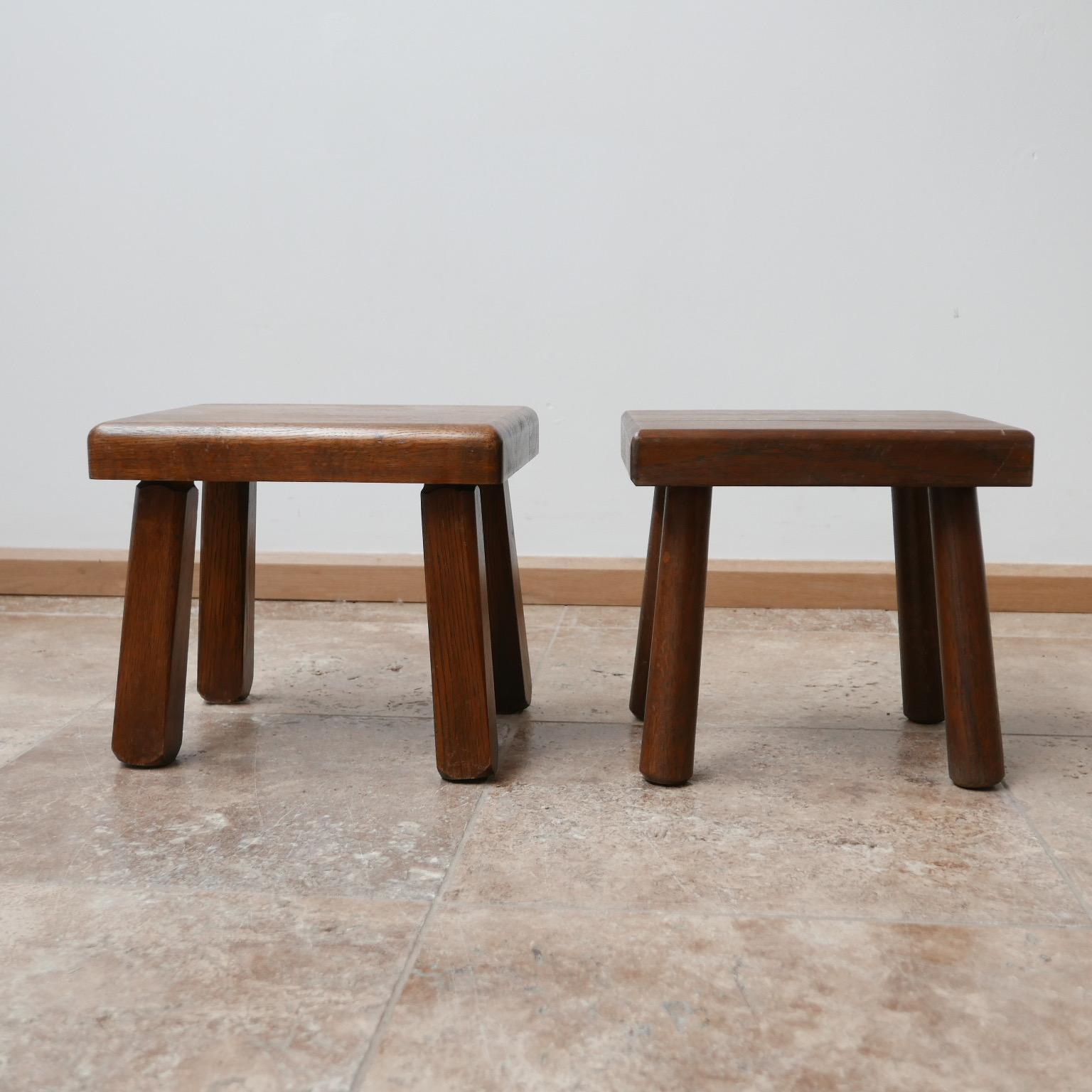 Midcentury Low Wooden Brutalist Stool or Side Tables 3