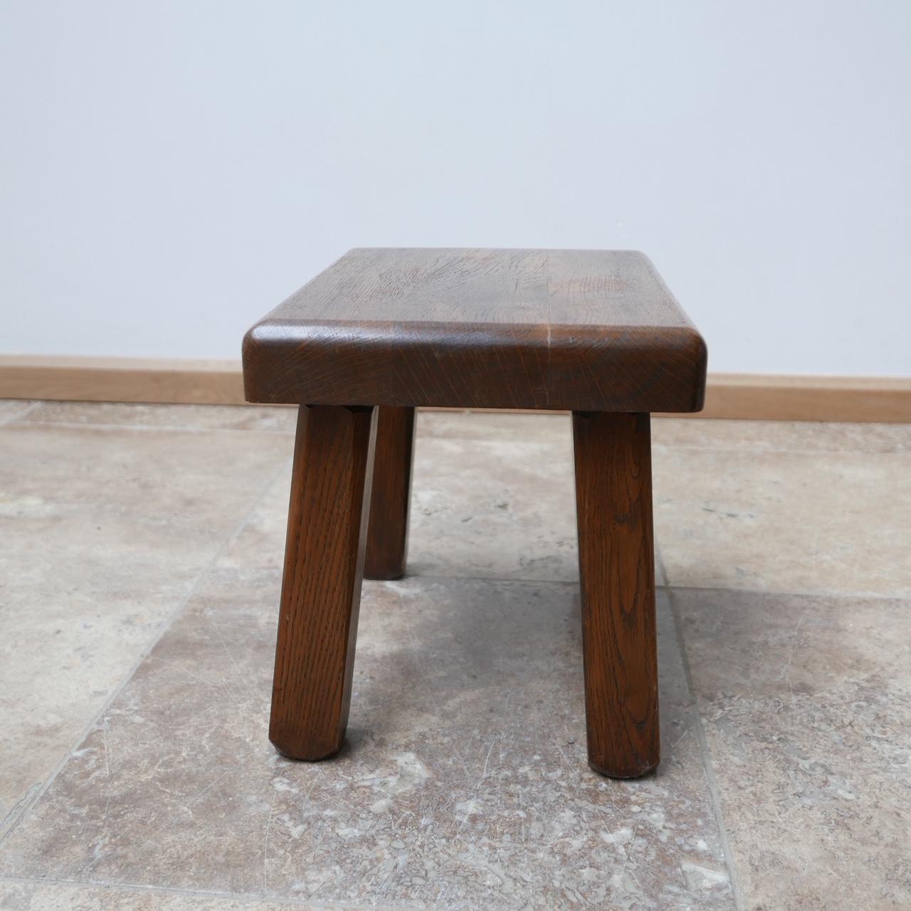 Mid-20th Century Midcentury Low Wooden Brutalist Stool or Side Tables