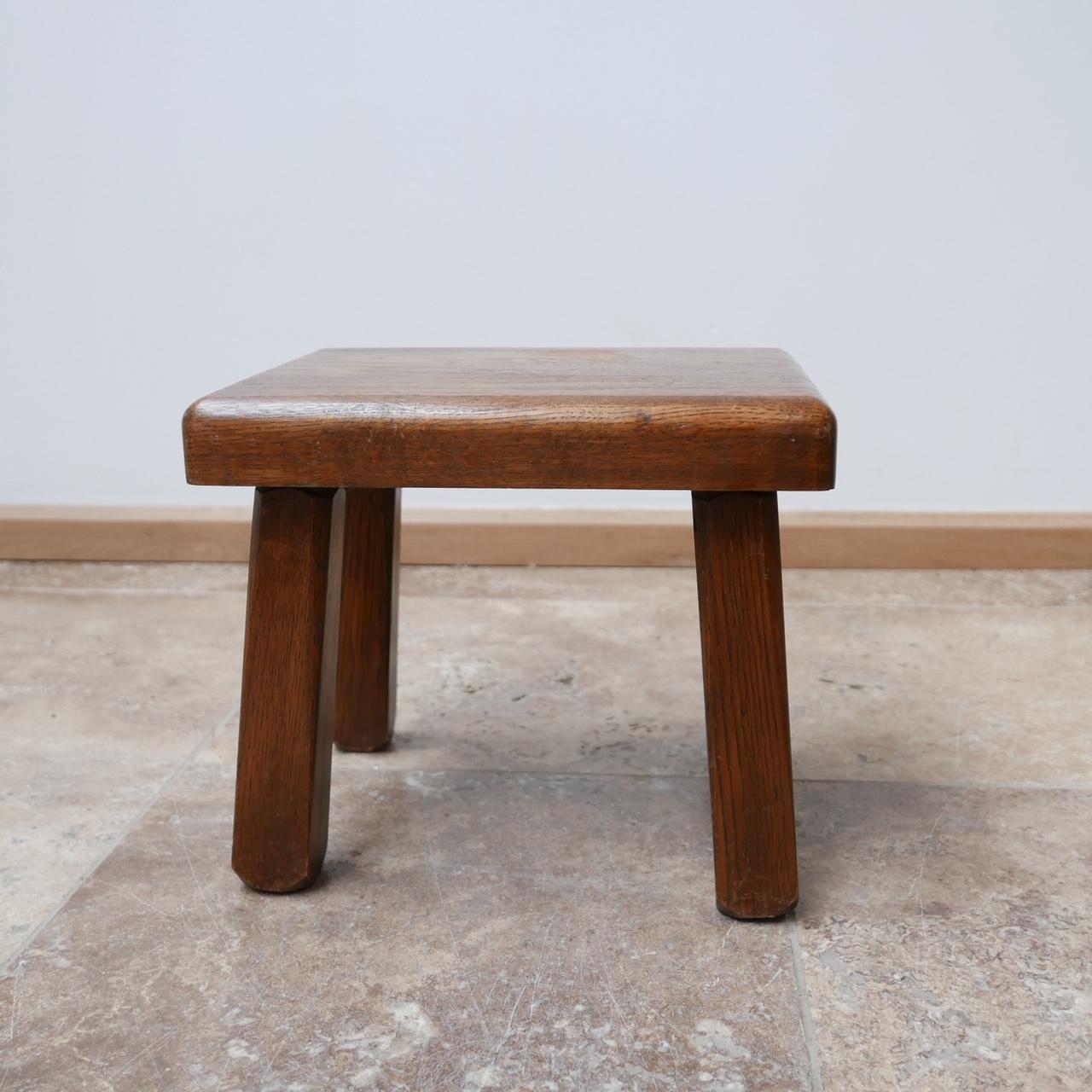 Midcentury Low Wooden Brutalist Stool or Side Tables 1