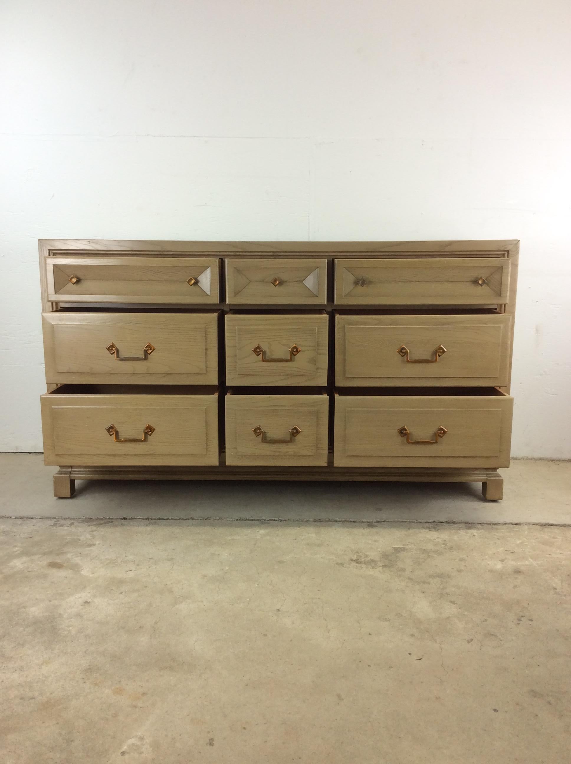 Mid Century Lowboy Dresser with Limed Oak FInish For Sale 11