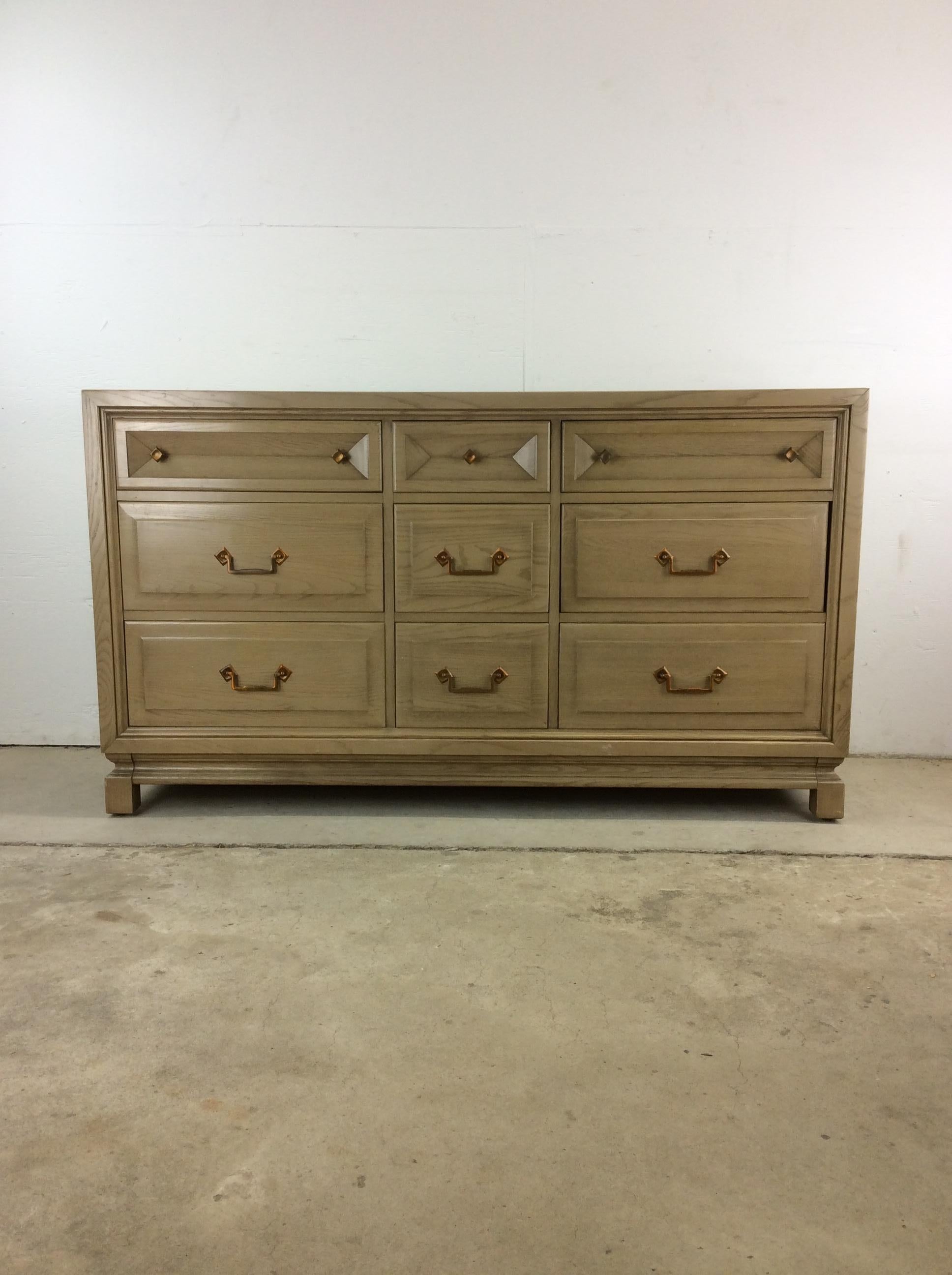 Mid-Century Modern Mid Century Lowboy Dresser with Limed Oak FInish For Sale