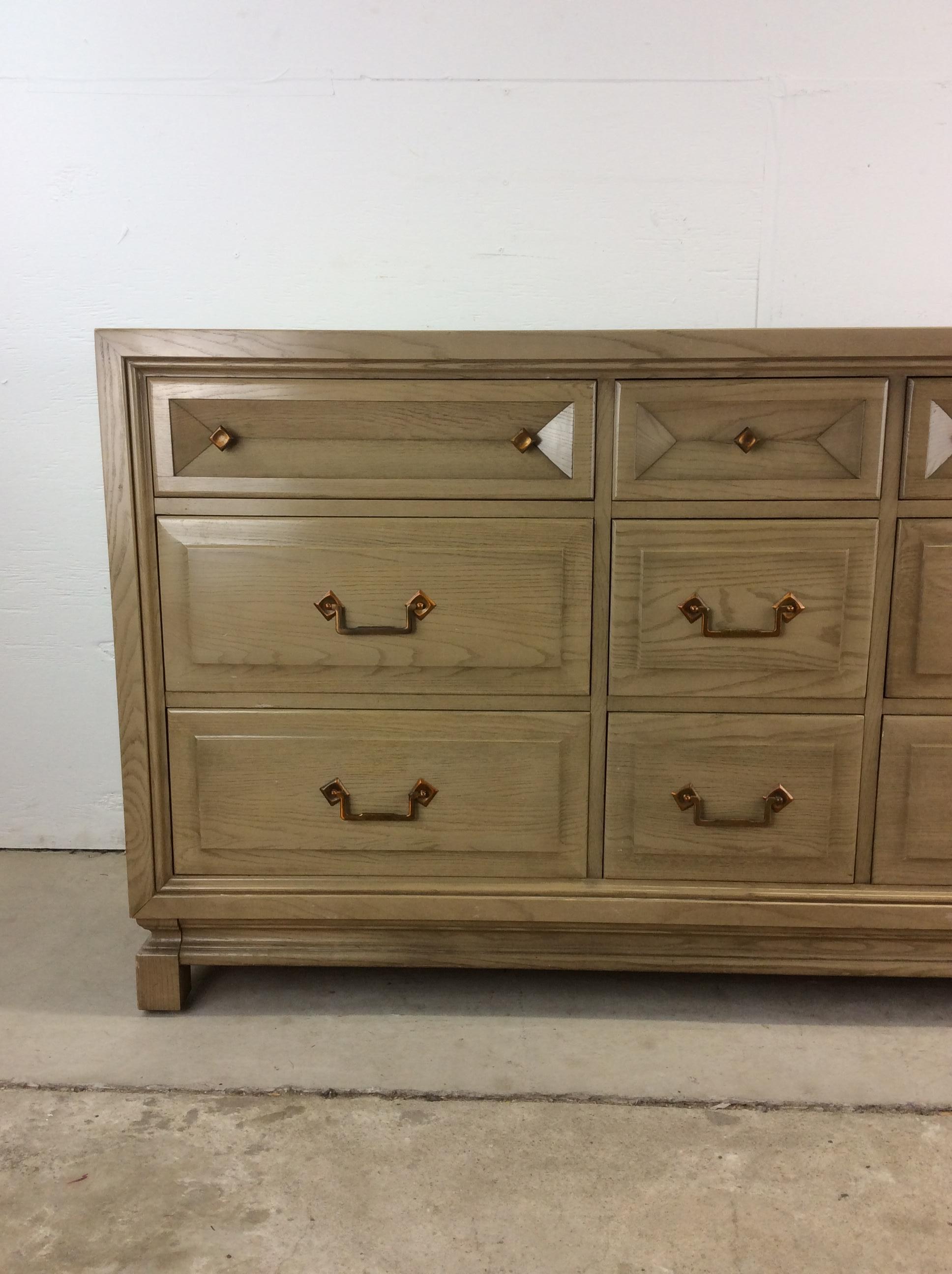 American Mid Century Lowboy Dresser with Limed Oak FInish For Sale