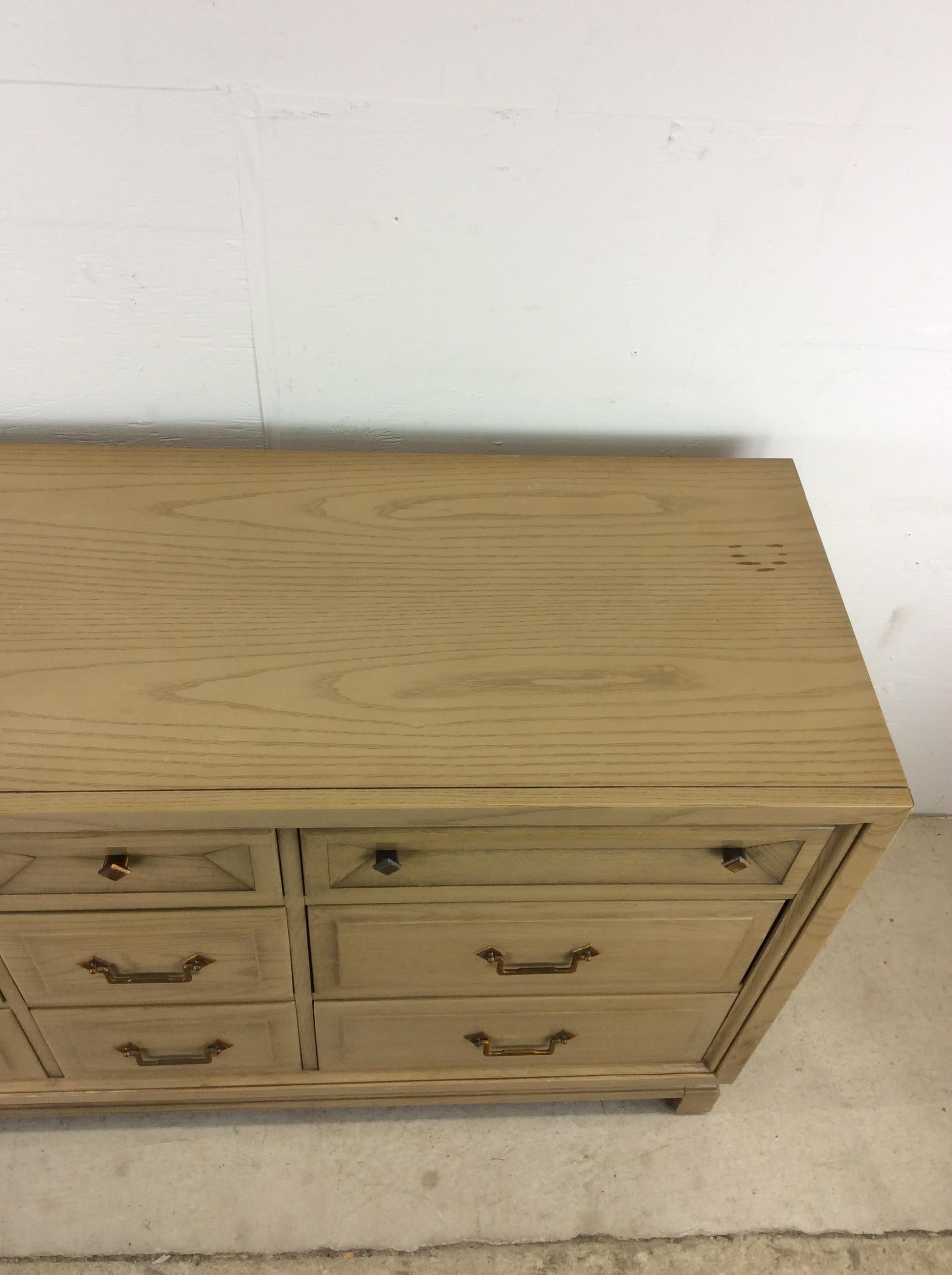 Mid Century Lowboy Dresser with Limed Oak FInish For Sale 1