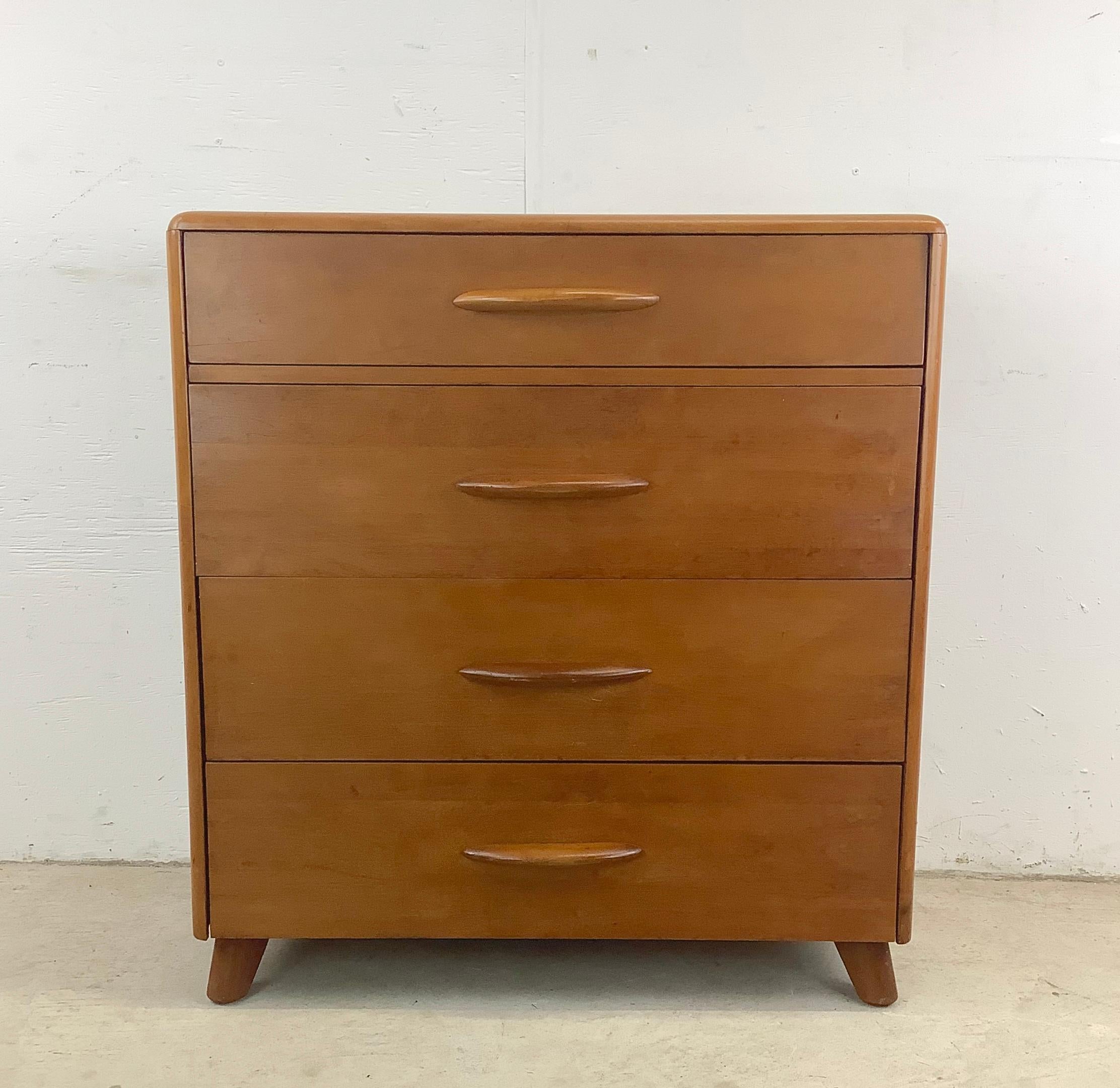 Check out this Vintage Lowboy Dresser with Pull-Out Hideaway Writing Desk – a stunning piece reminiscent of the iconic Heywood Wakefield style that brings both functionality and timeless elegance to your home. Crafted with precision and care, this