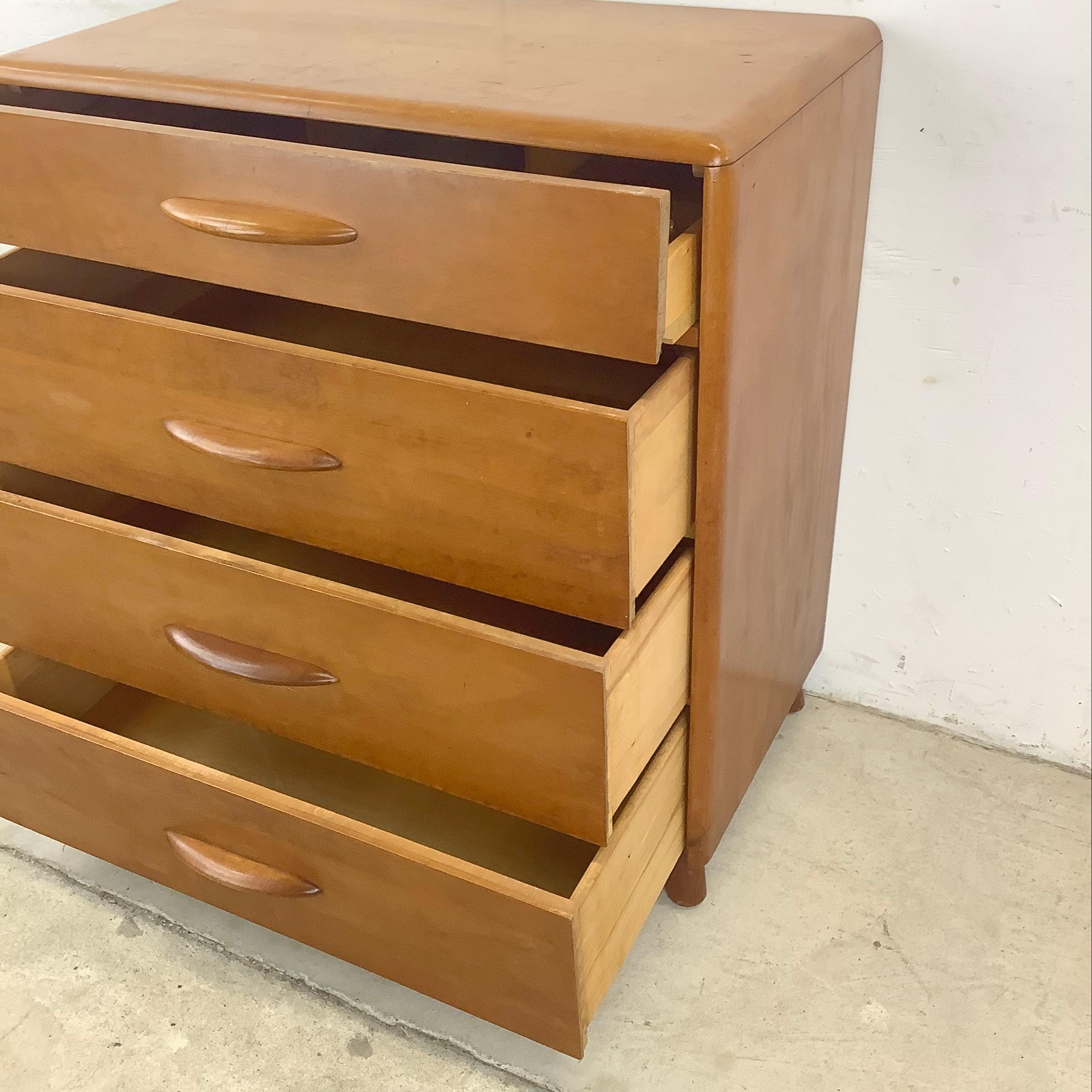 Wood Mid-Century Lowboy Dresser With Pull Out Desk