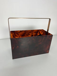 Mid-century Lucite and brass Magazine Rack, made in Italy, 1960s