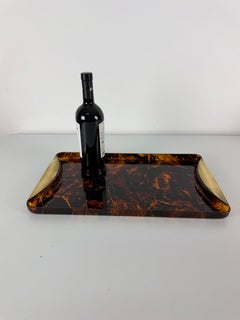 Mid-century Lucite and Brass Serving Tray by Guzzini, Italy, 1970s