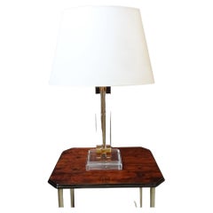 Mid-Century Lucite and Brass Table Lamp, 1970s