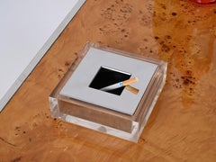 Posacenere di metà secolo in lucite e cromo di Ciocca per Guzzini, Italia, anni '70