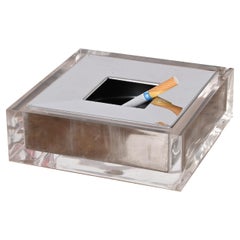 Posacenere di metà secolo in lucite e cromo di Ciocca per Guzzini, Italia, anni '70