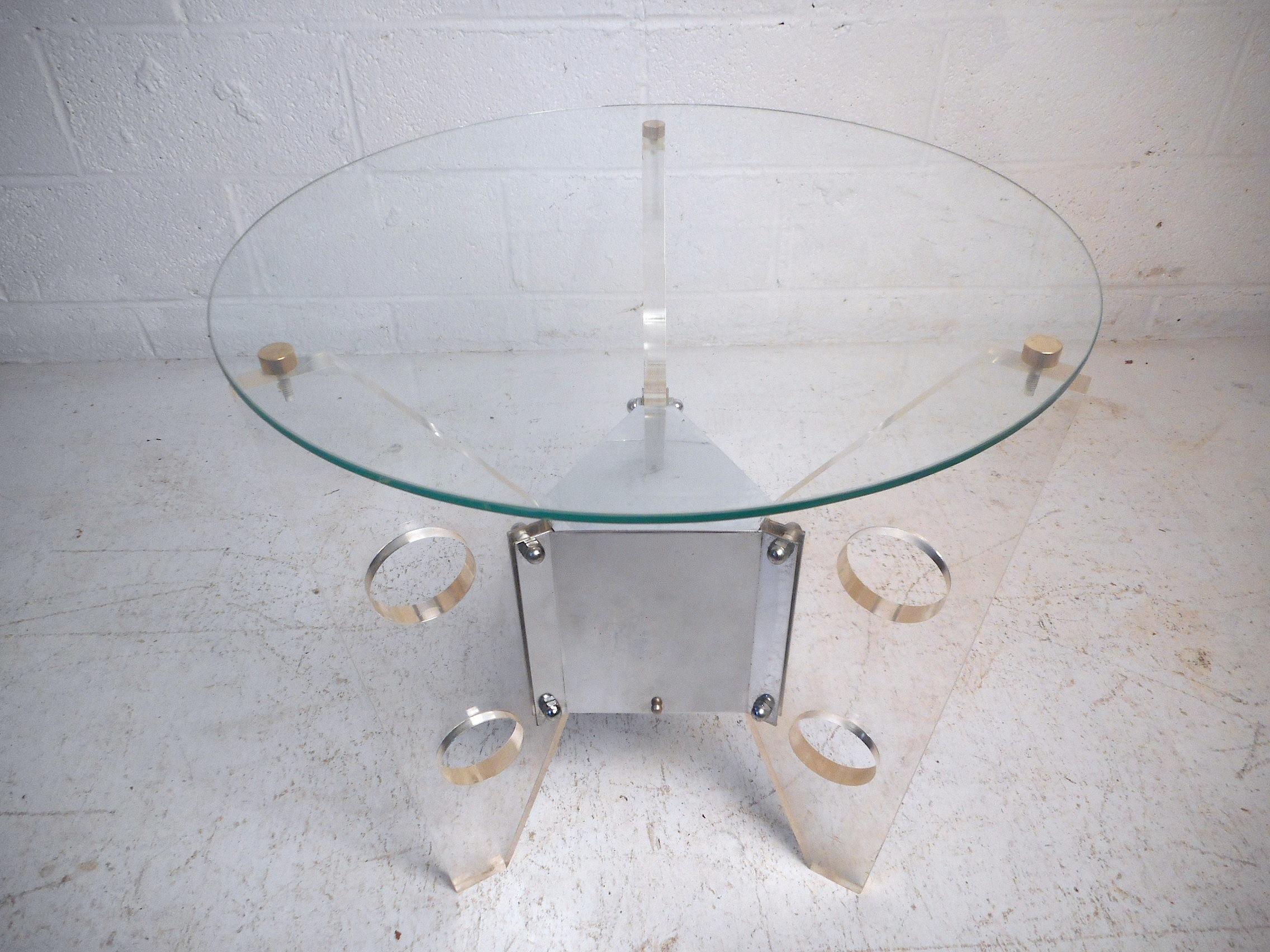Late 20th Century Midcentury Lucite and Chrome End Table after Charles Hollis Jones