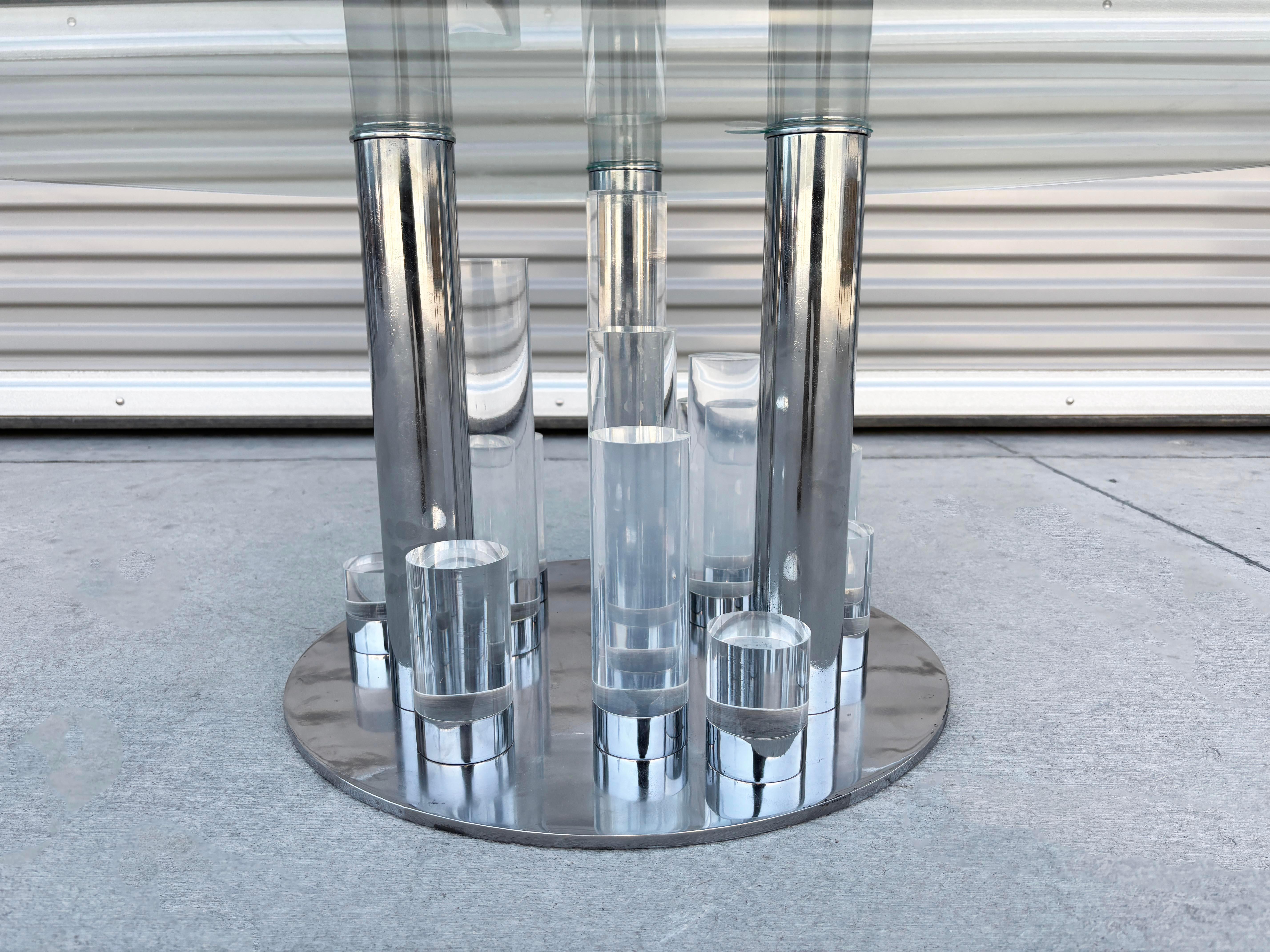 Mid Century Lucite and Chrome Skyscraper Coffee Table by Charles Hollis Jones For Sale 4