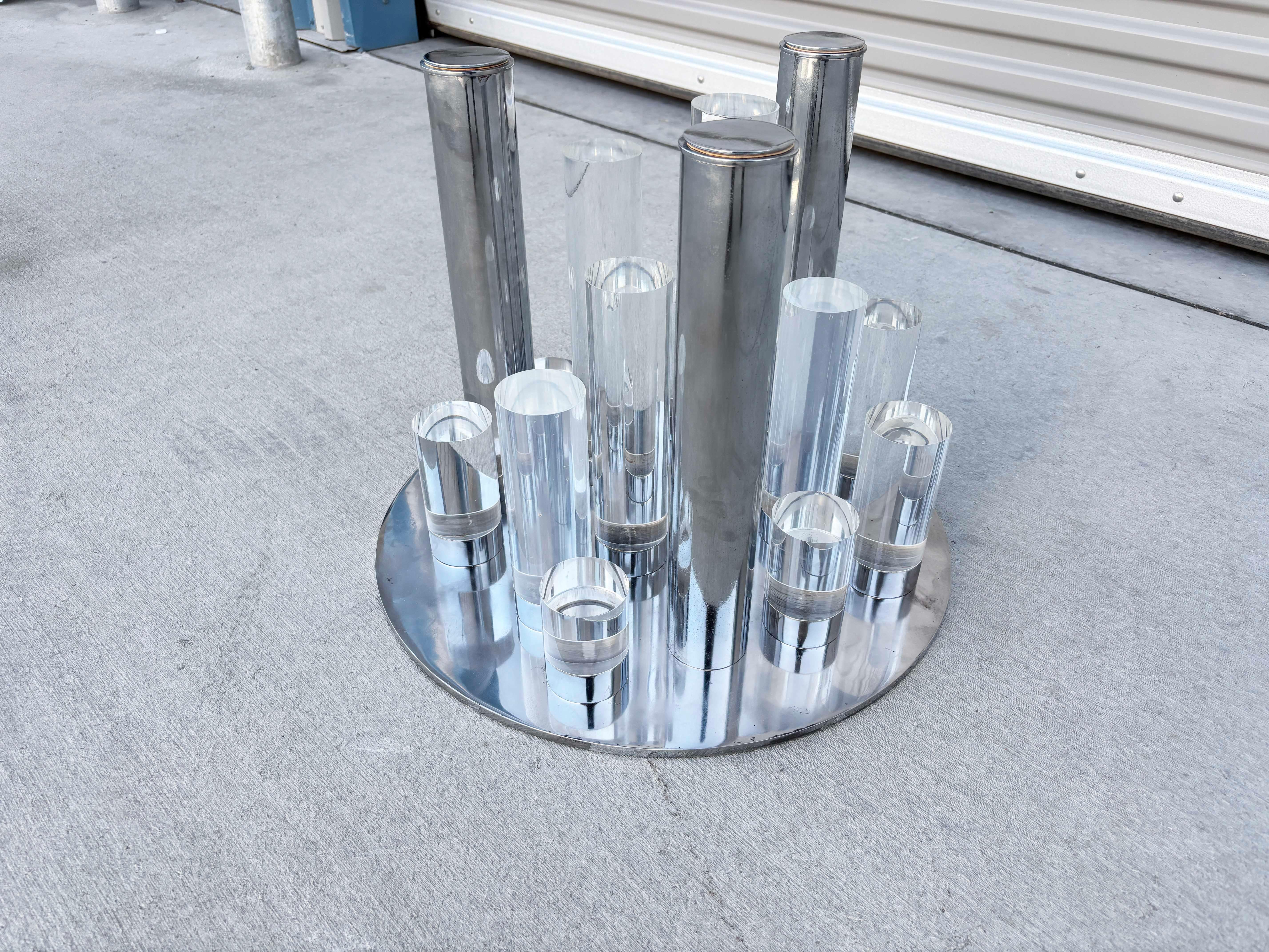 Mid Century Lucite and Chrome Skyscraper Coffee Table by Charles Hollis Jones For Sale 6