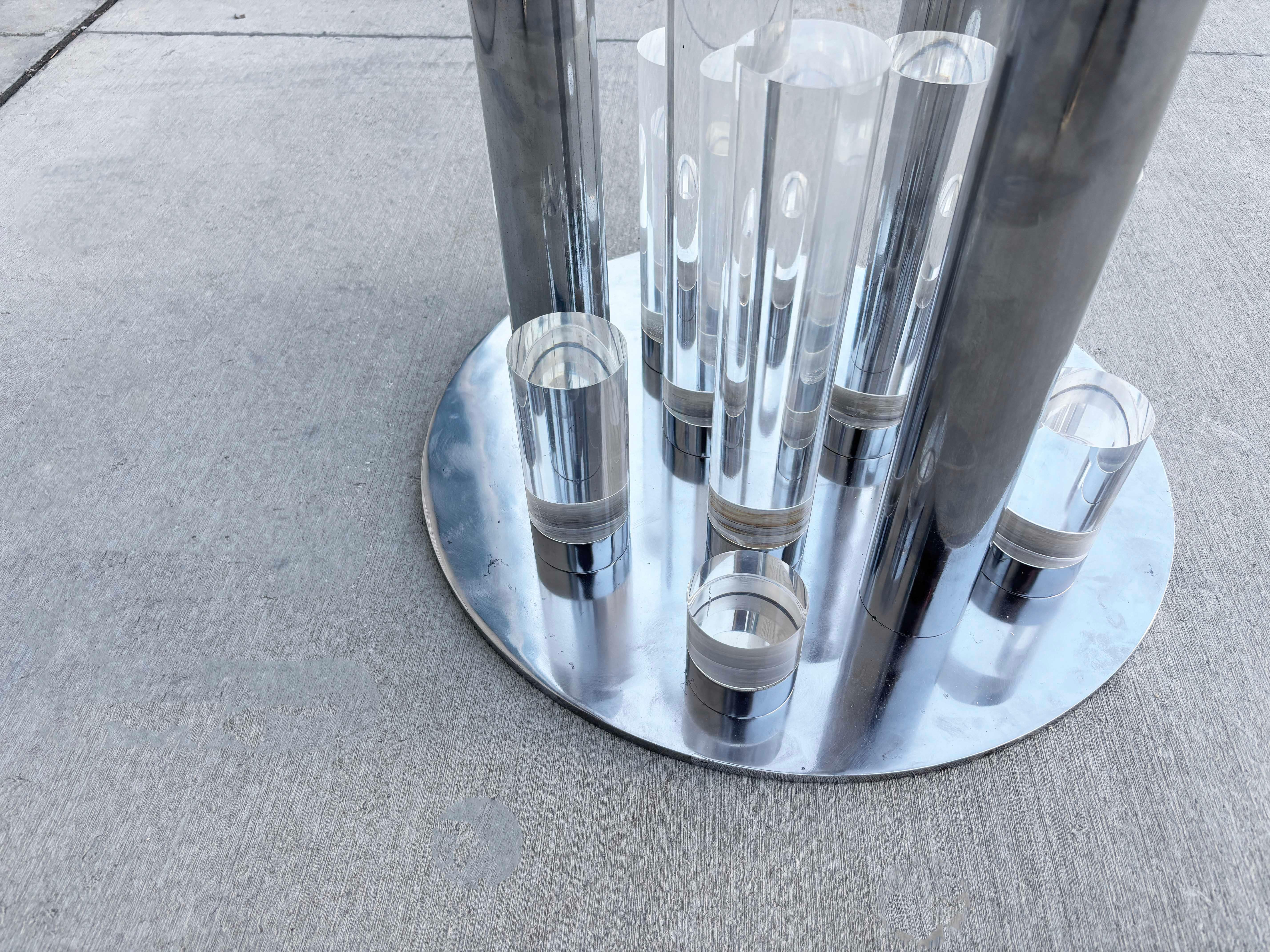 Mid Century Lucite and Chrome Skyscraper Coffee Table by Charles Hollis Jones For Sale 8