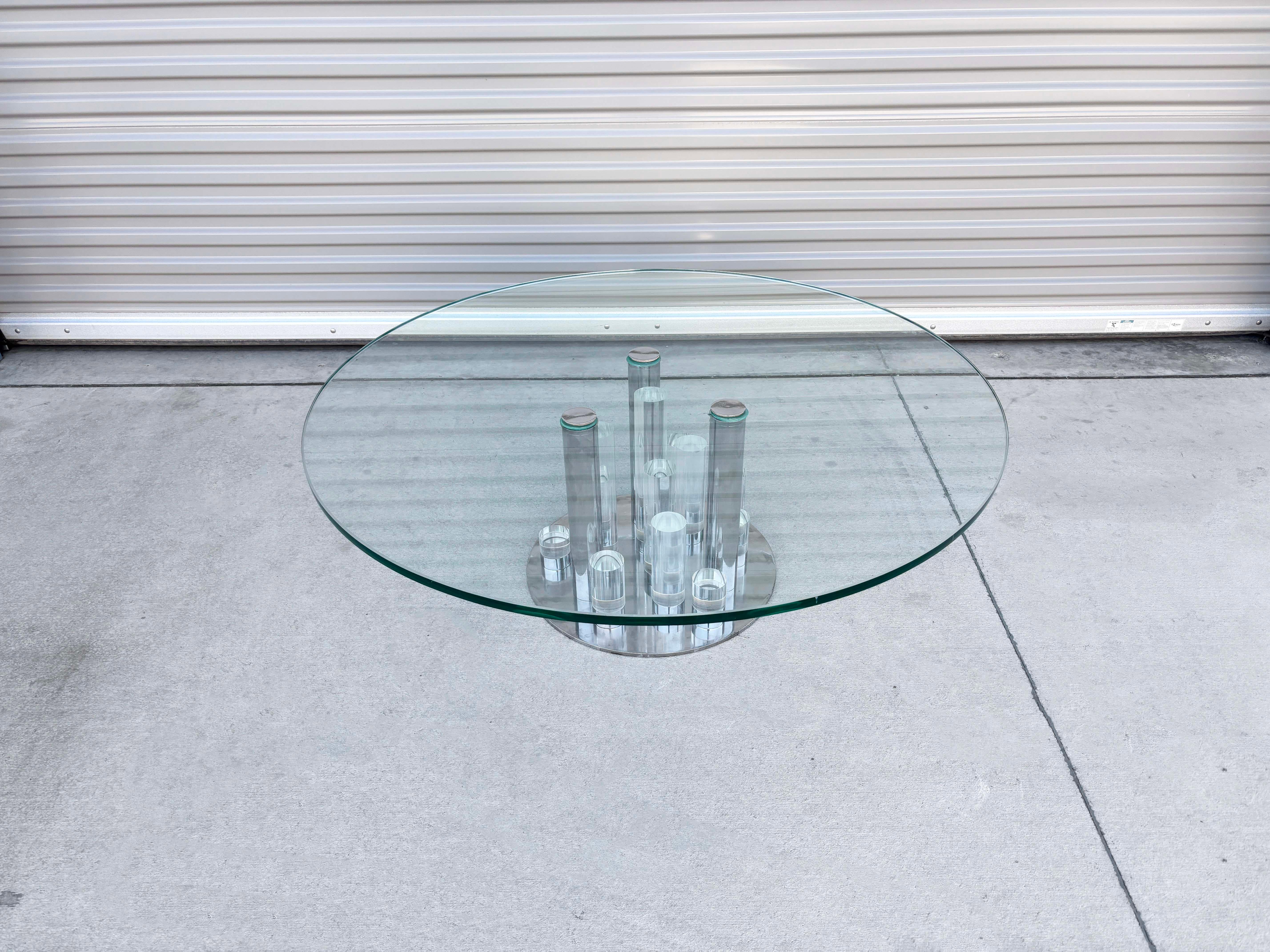 Mid-Century Modern Mid Century Lucite and Chrome Skyscraper Coffee Table by Charles Hollis Jones For Sale