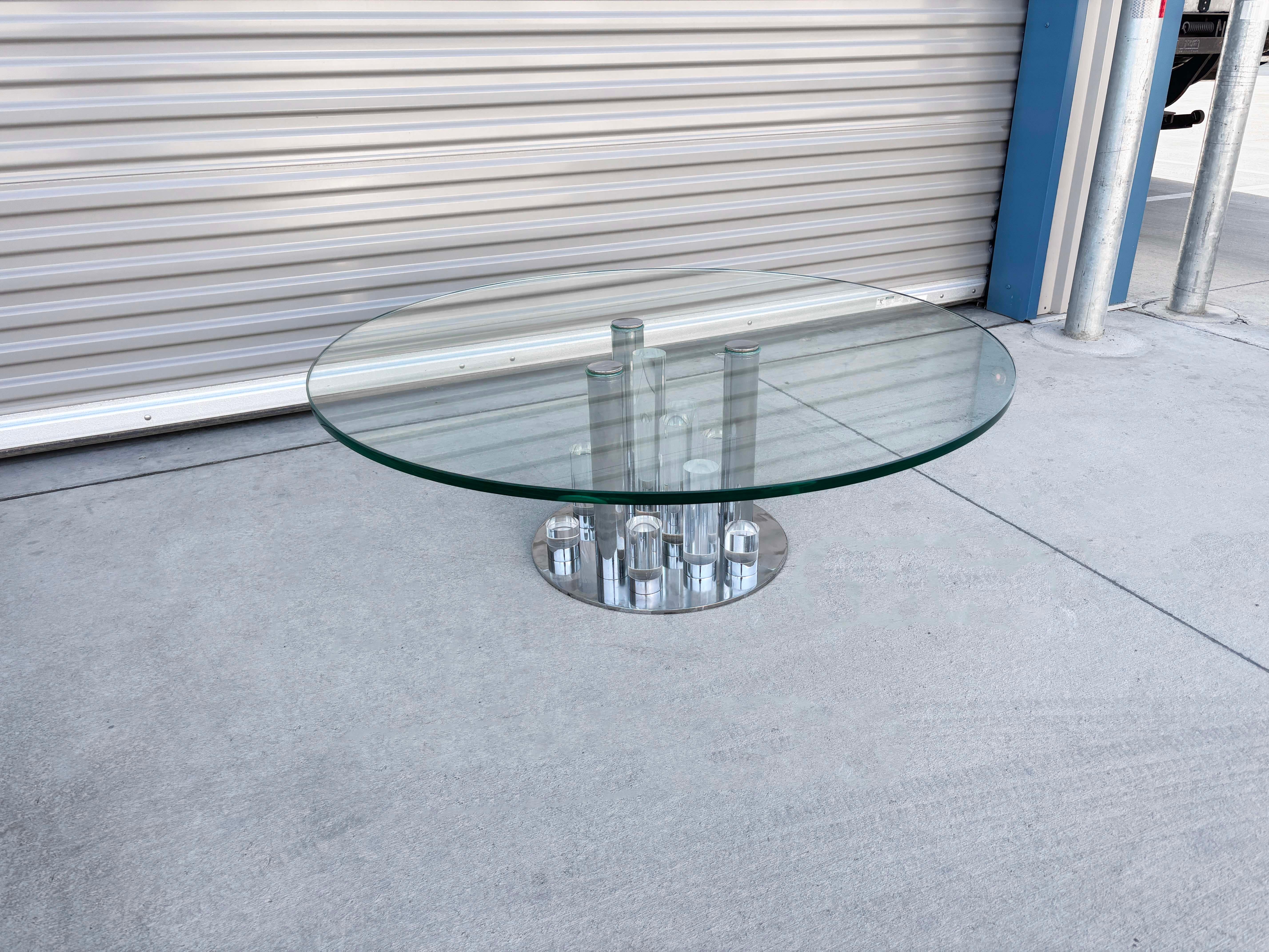 American Mid Century Lucite and Chrome Skyscraper Coffee Table by Charles Hollis Jones For Sale