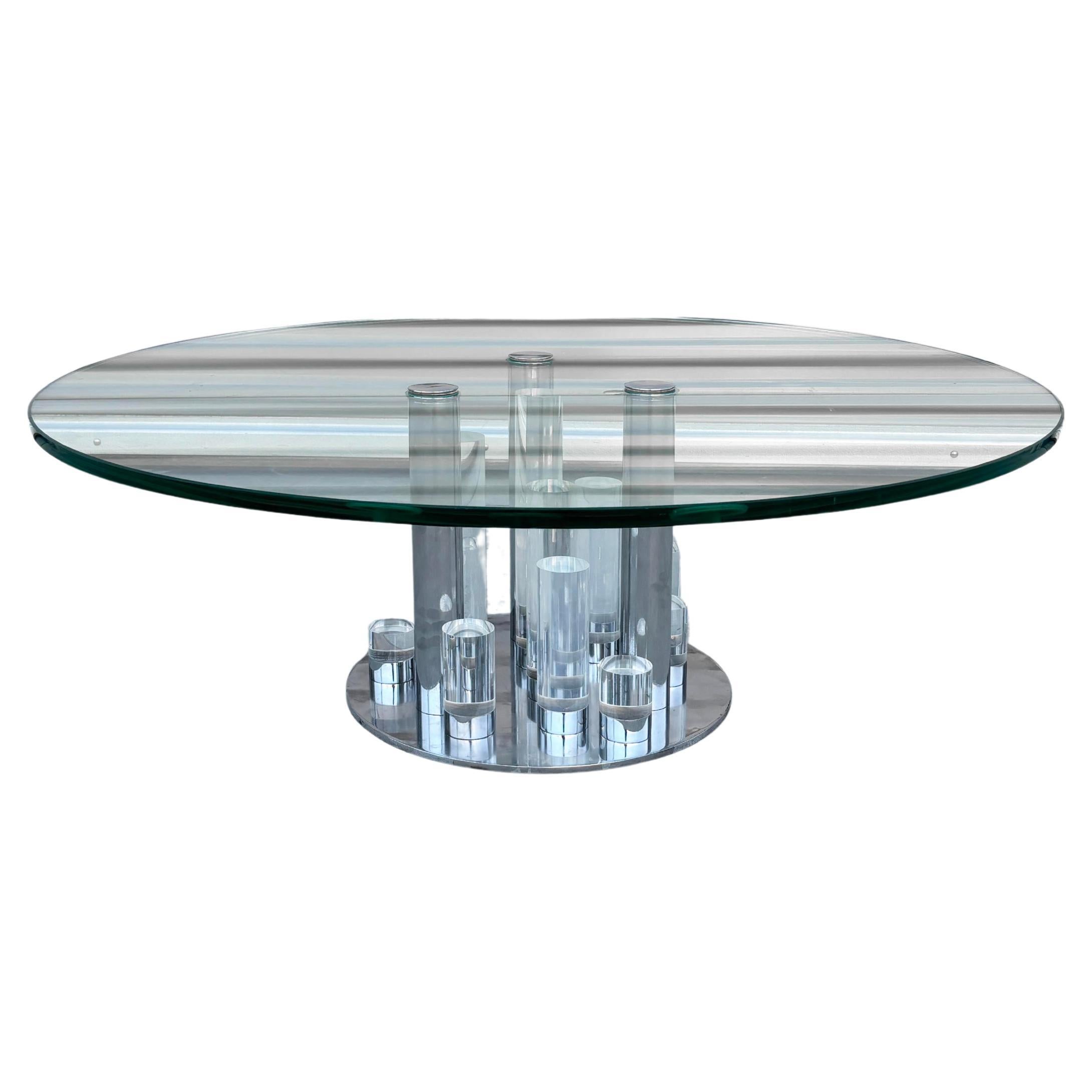Wolkenkratzer-Couchtisch aus Lucite und Chrom von Charles Hollis Jones aus der Mitte des Jahrhunderts
