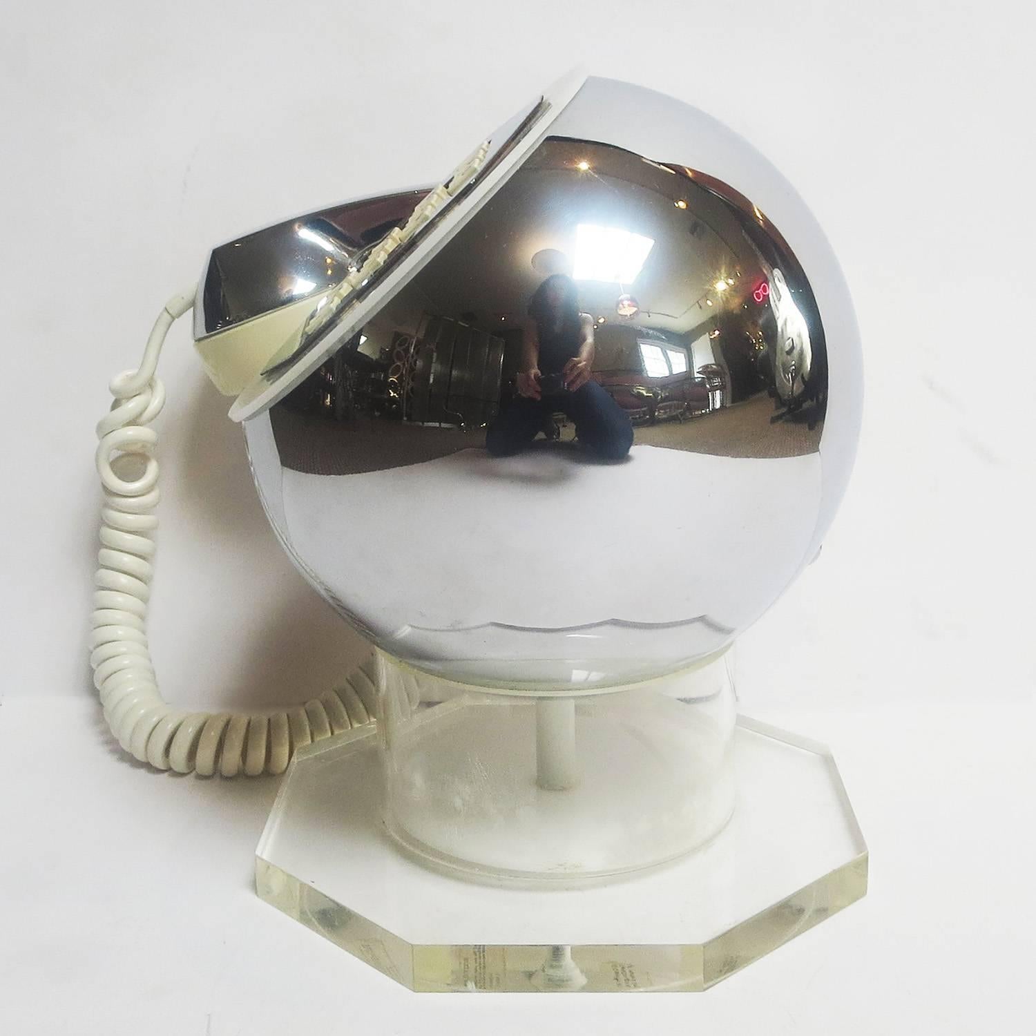 American Midcentury Lucite and Chrome Telephone by TeleConcepts Inc., 1977