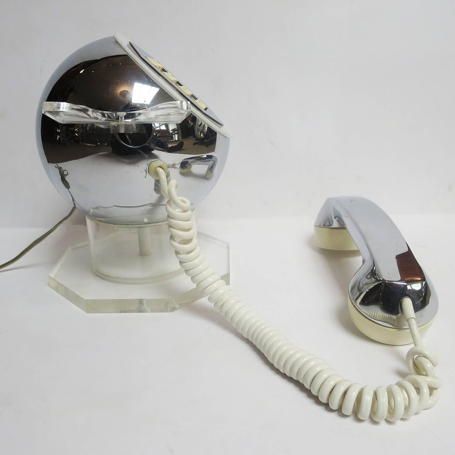 Late 20th Century Midcentury Lucite and Chrome Telephone by TeleConcepts Inc., 1977