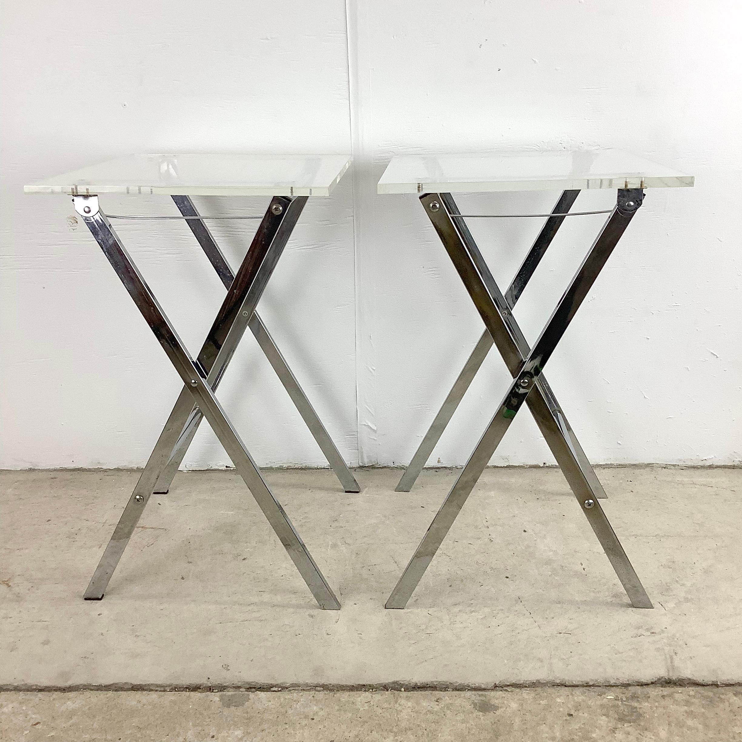 Mid-Century Lucite and Chrome Tray Tables after Charles Hollis Jones 4