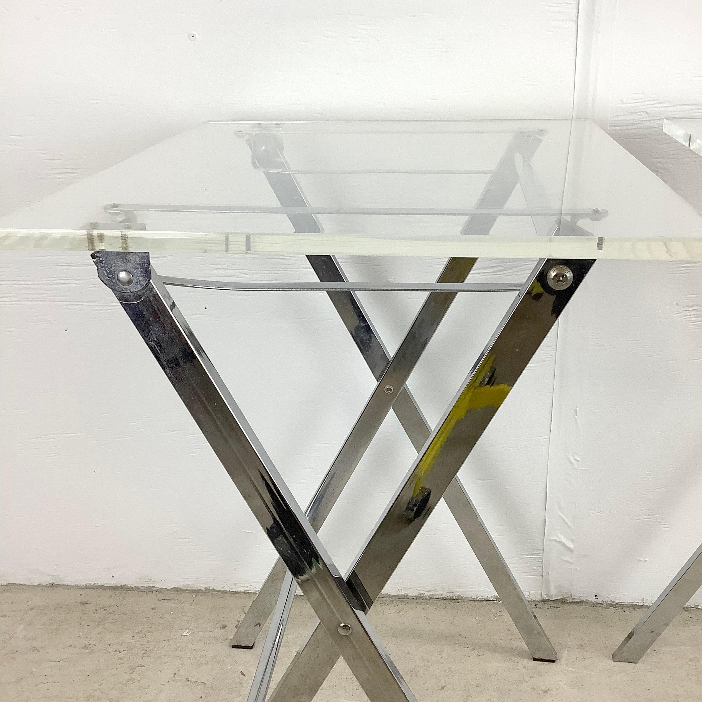 Mid-Century Lucite and Chrome Tray Tables after Charles Hollis Jones 5