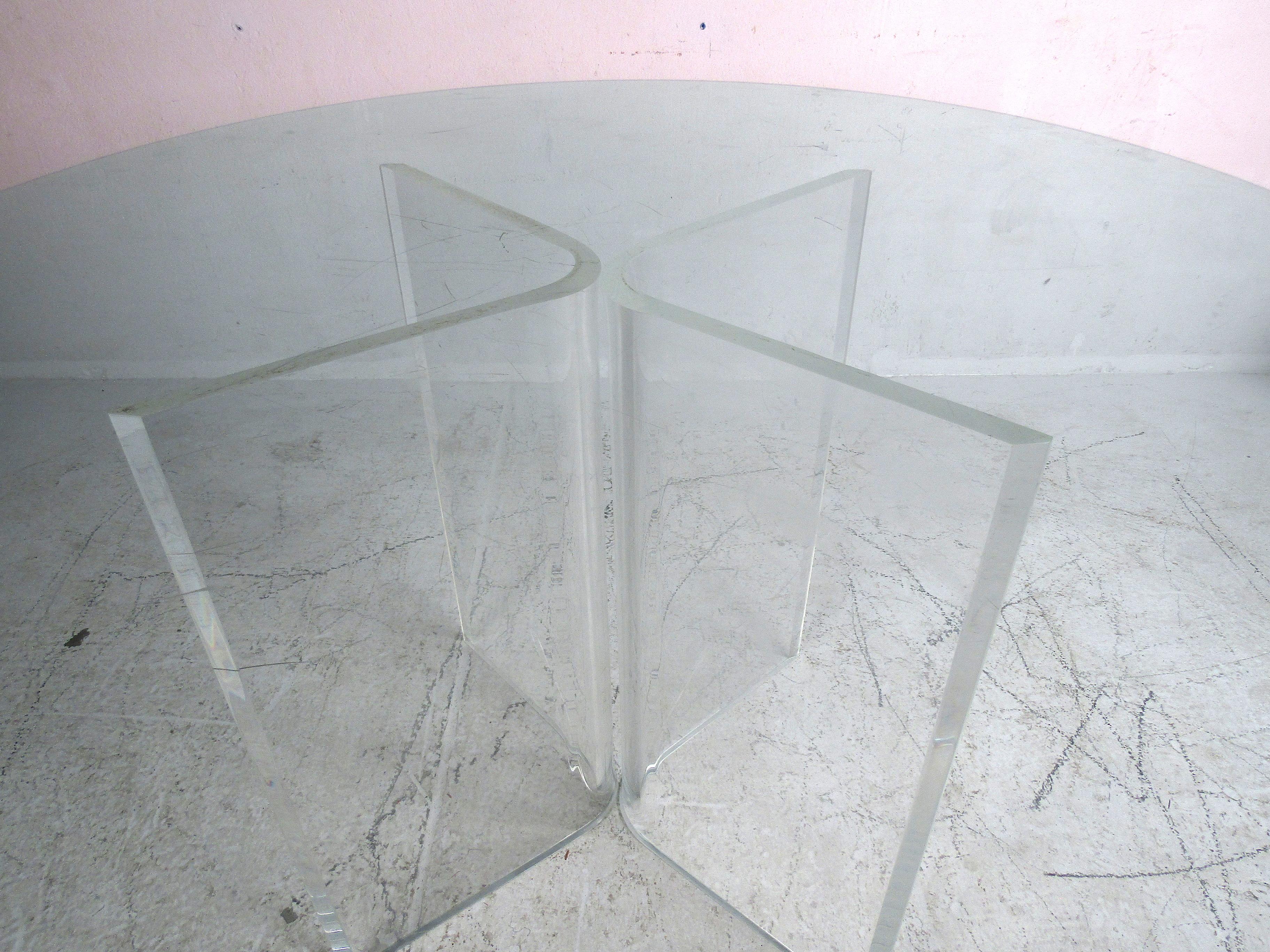 20th Century Midcentury Lucite and Glass Dining Set