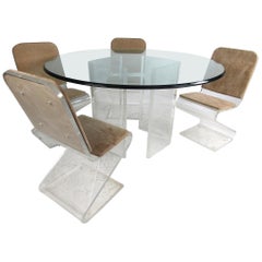 Midcentury Lucite and Glass Dining Set