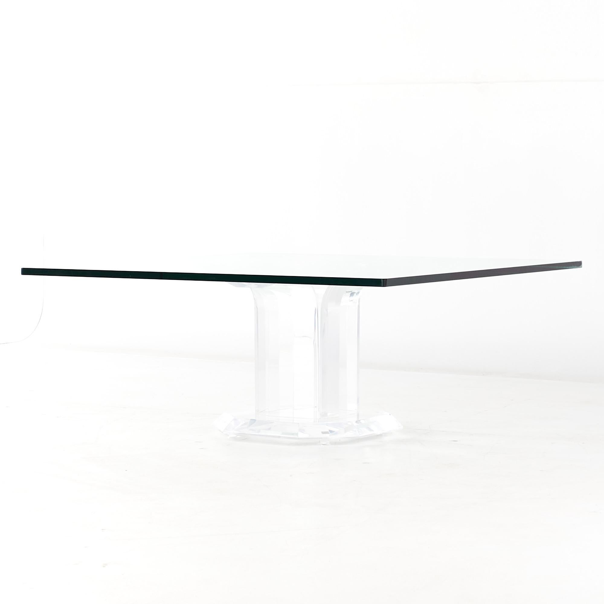 Mid-Century Modern Mid Century Lucite and Glass Square Coffee Table For Sale