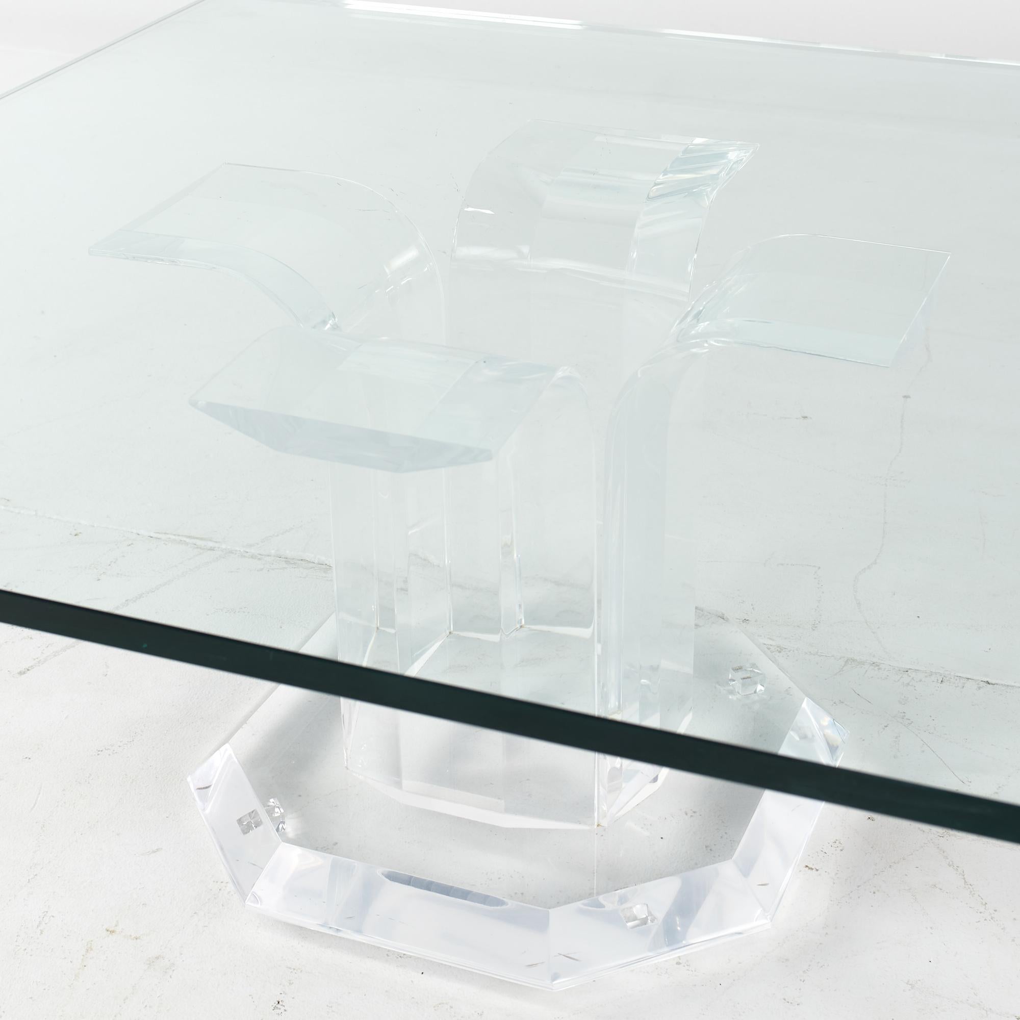 Mid Century Lucite and Glass Square Coffee Table For Sale 3