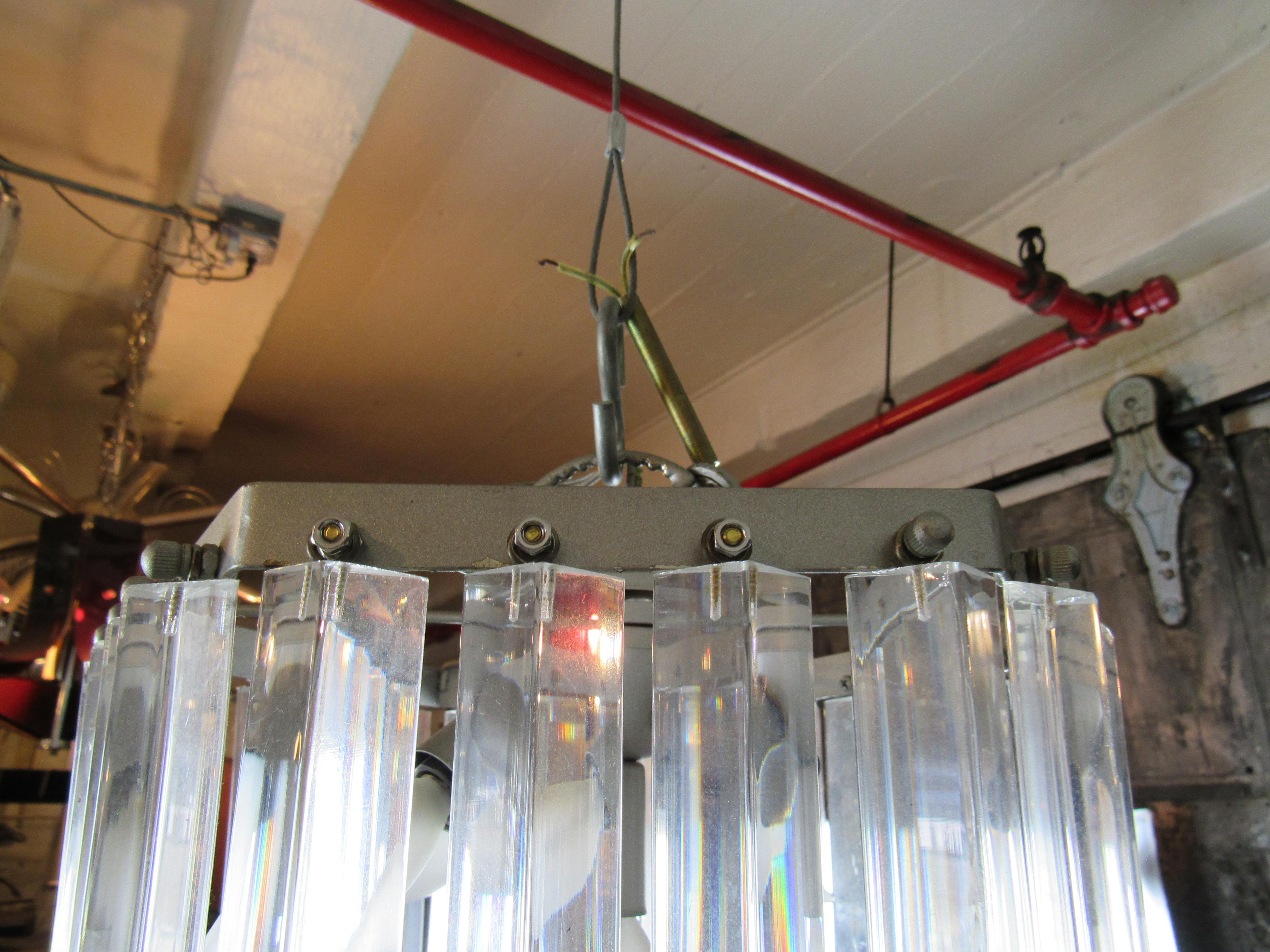 Acrylic Mid-Century Lucite Band Chandelier For Sale