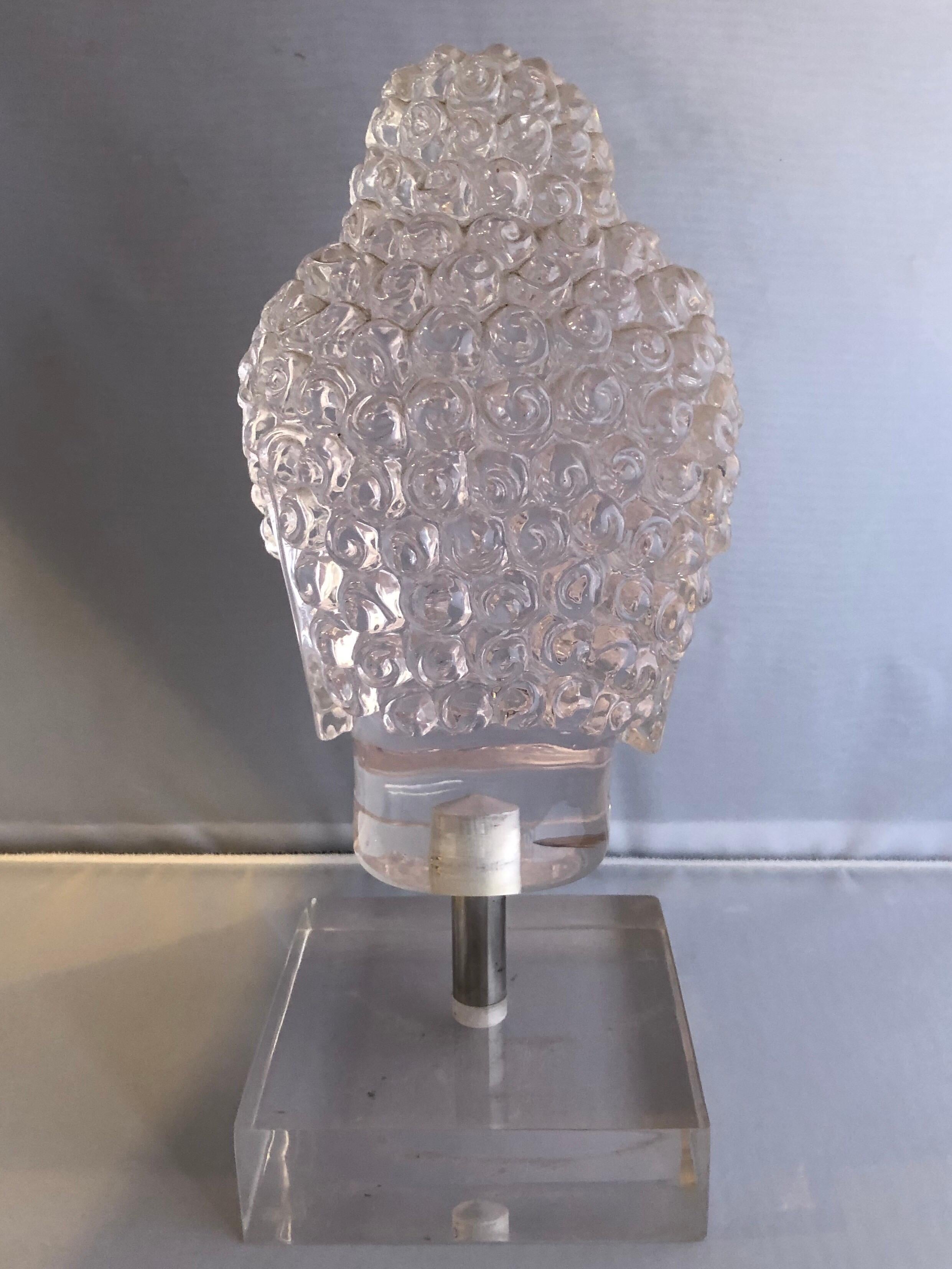 American Midcentury Lucite Buddha Head / Bust