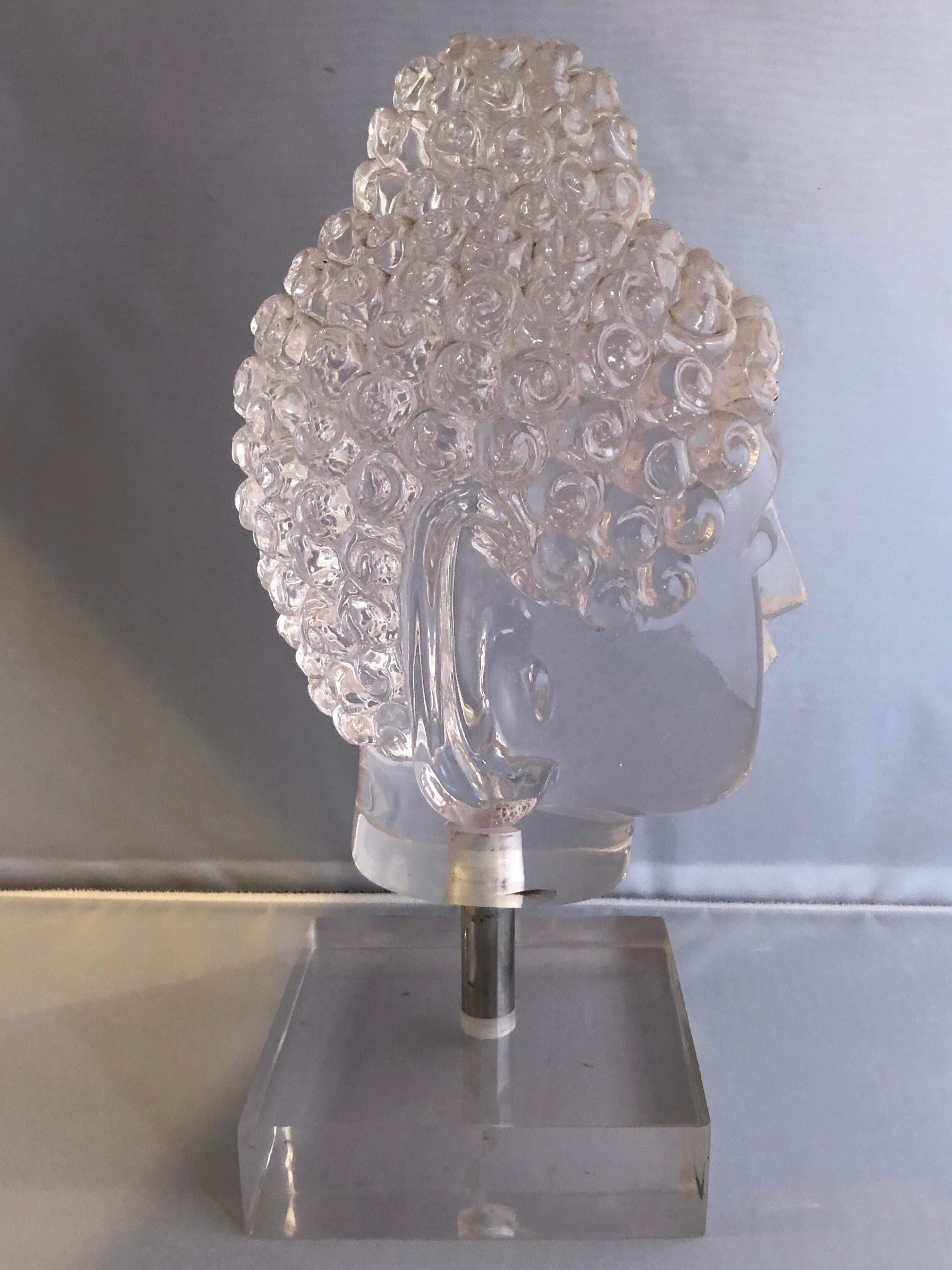 Midcentury Lucite Buddha Head / Bust In Good Condition In San Diego, CA