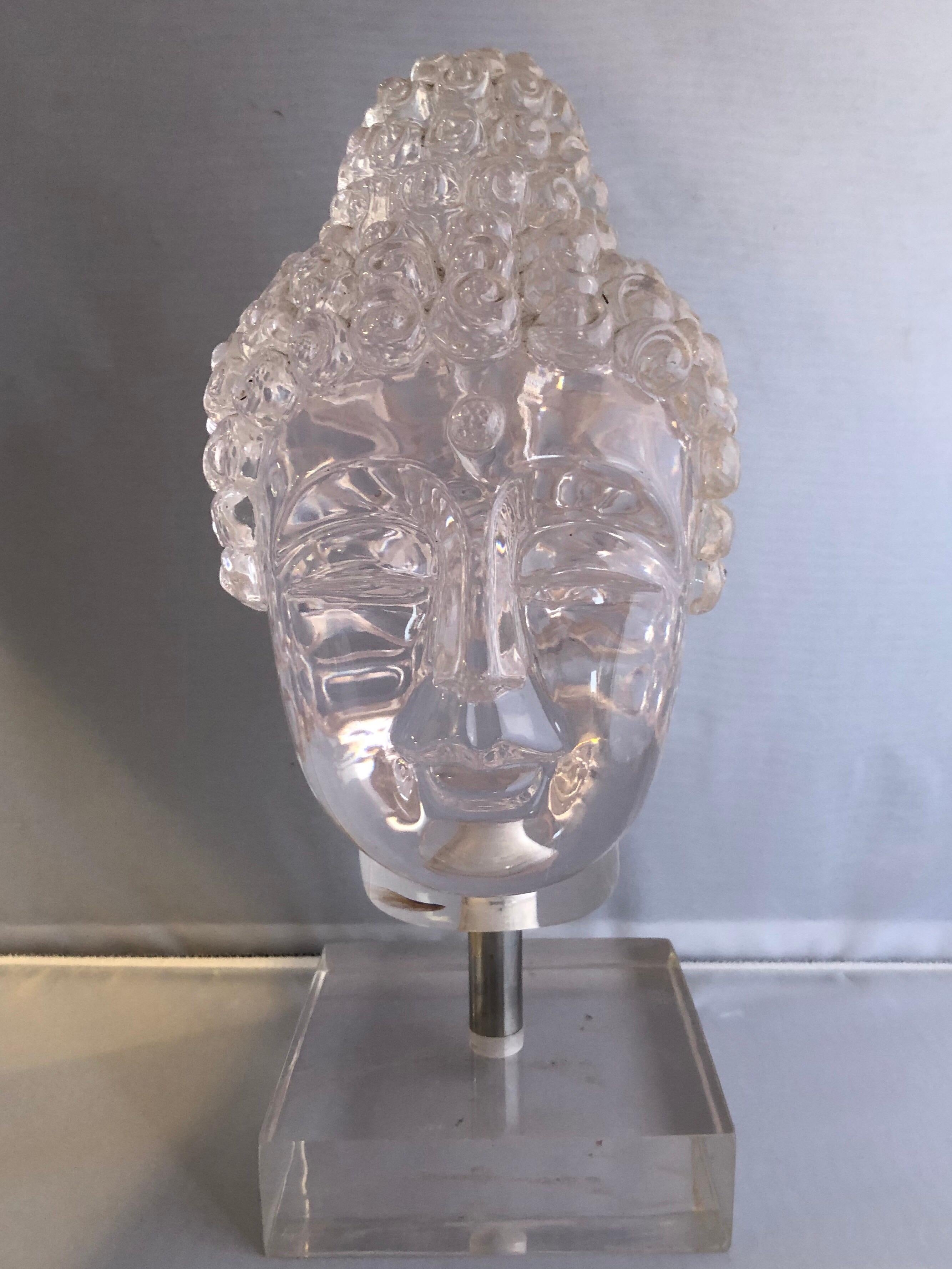 20th Century Midcentury Lucite Buddha Head / Bust