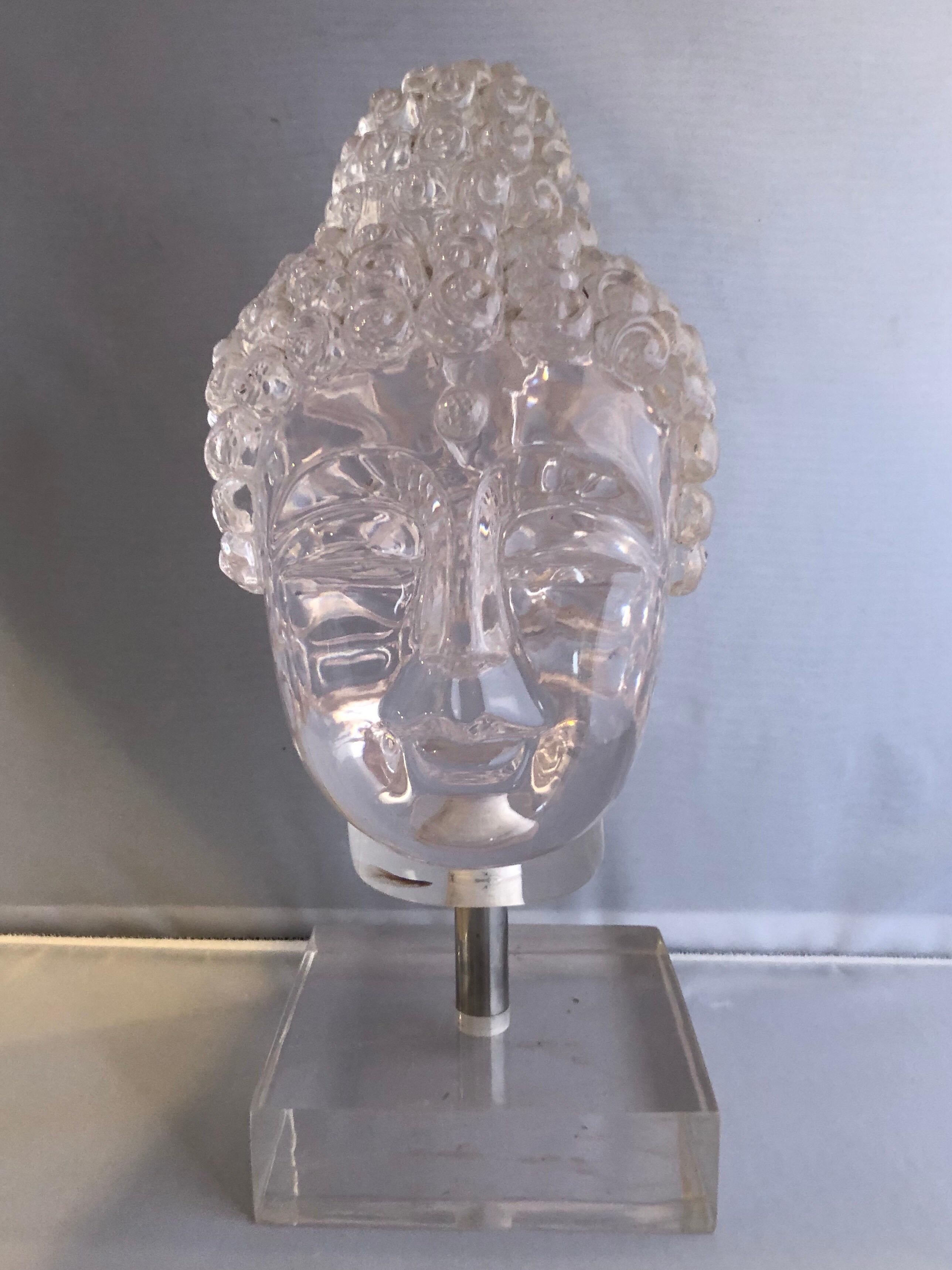 Midcentury Lucite Buddha Head / Bust 2